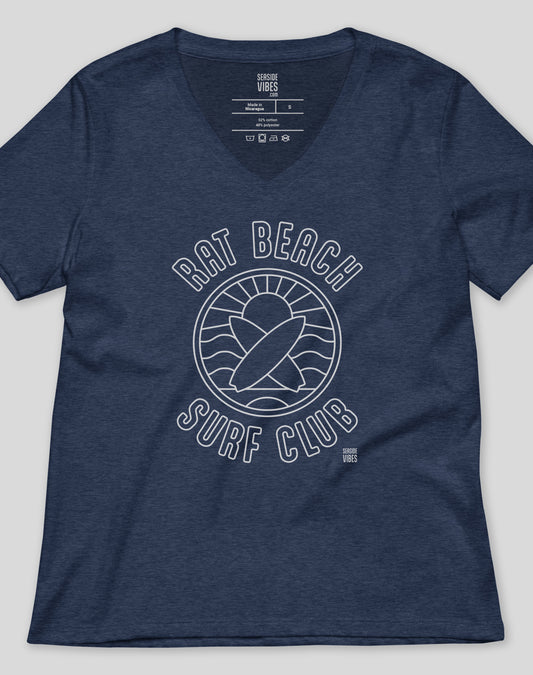 V-Neck: Rat Beach Surf Club Tee | Heather Navy