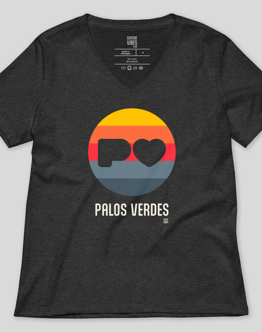 V-Neck: Palos Verdes Heart Logo Tee | Dark Grey Heather