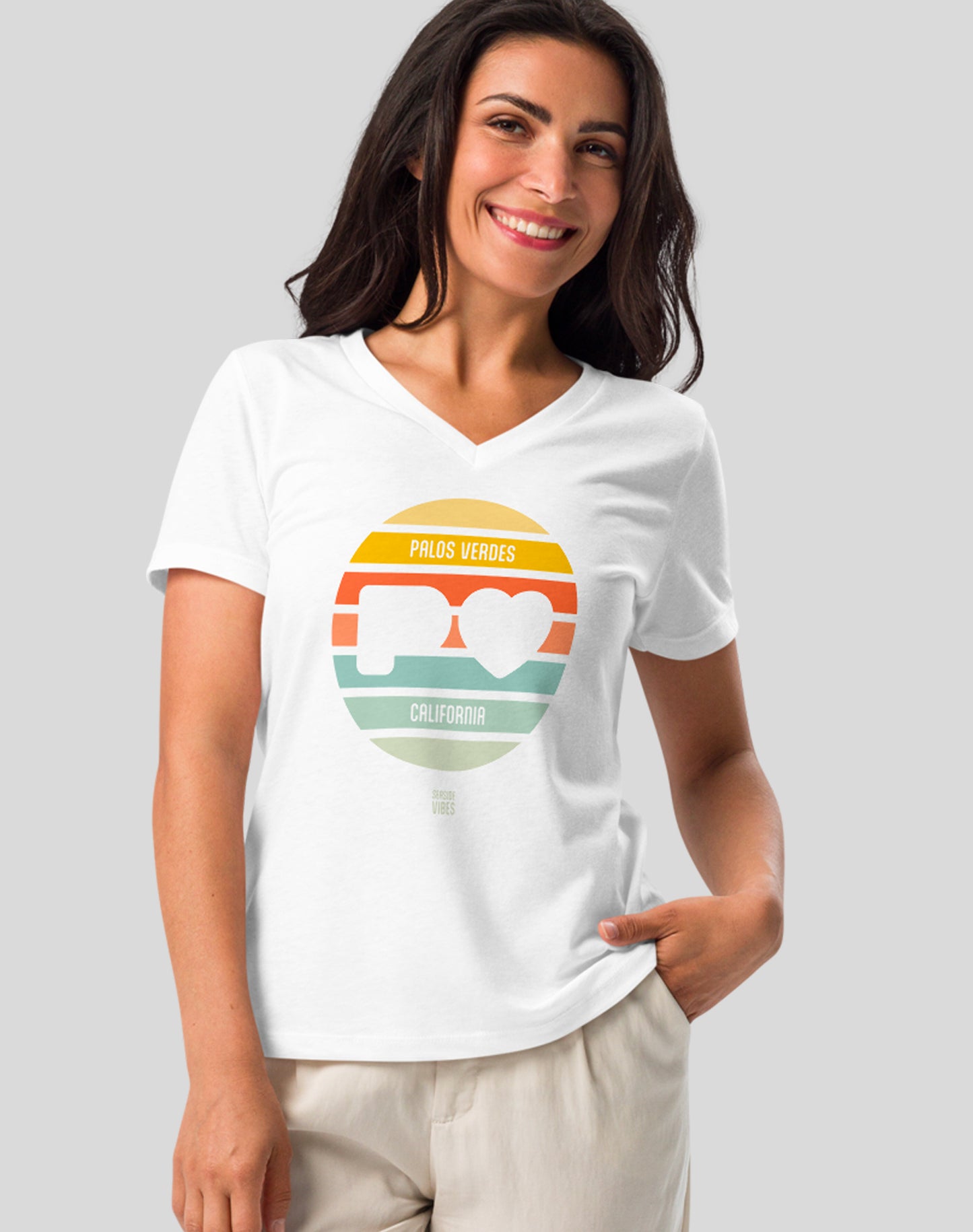 V-Neck: Palos Verdes Sunset Tee | White