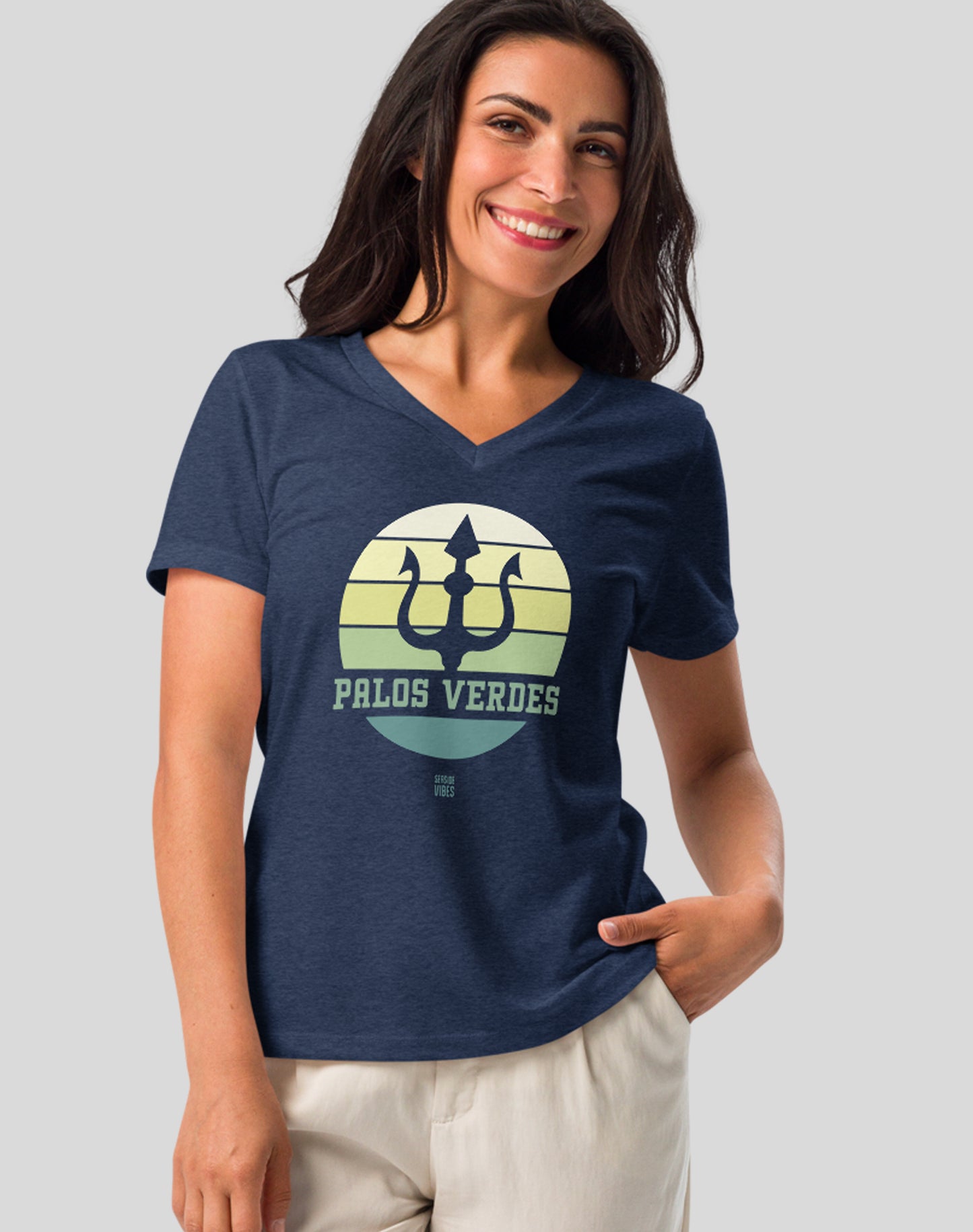 V-Neck: Palos Verdes Trident Tee | Heather Navy
