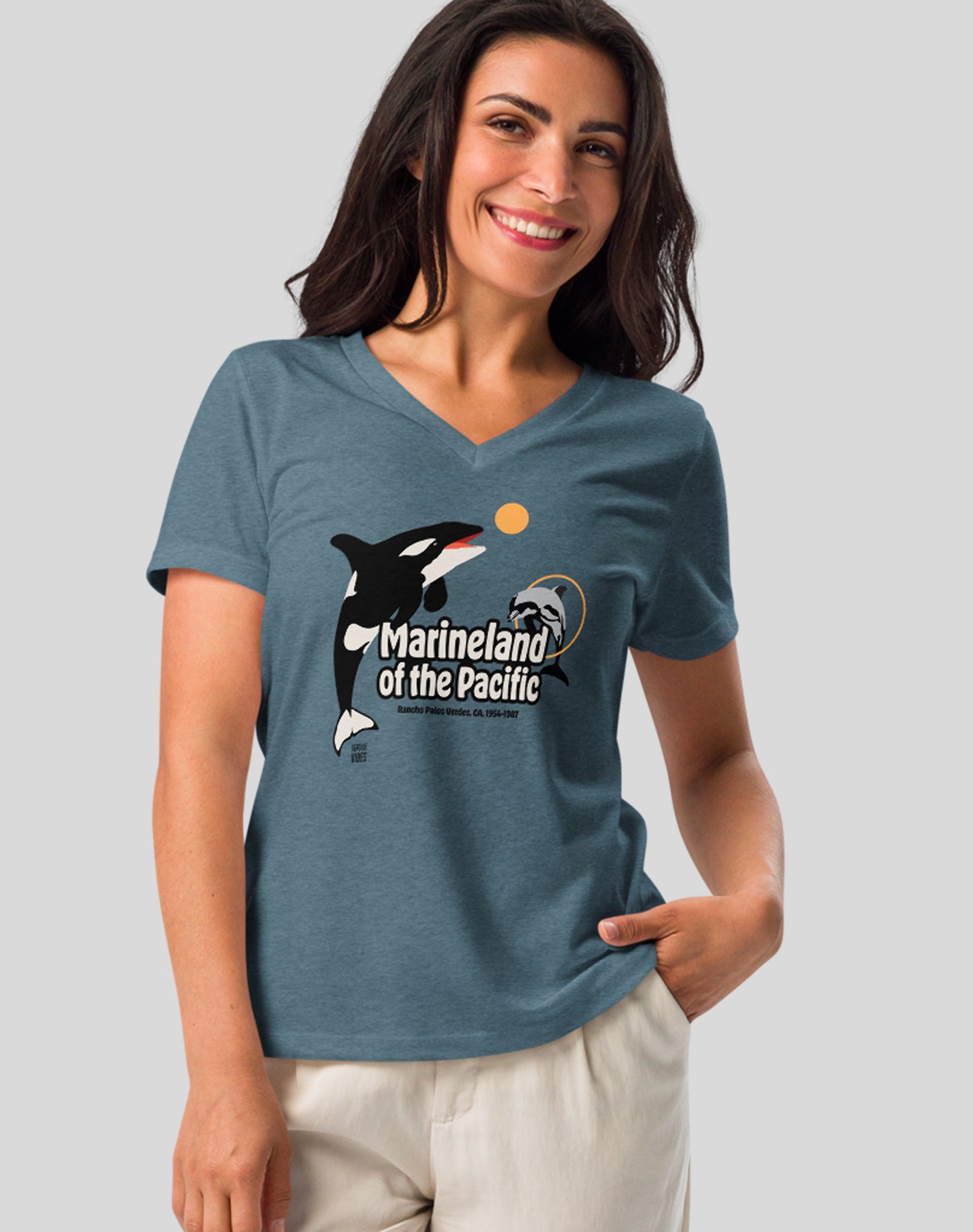 V-Neck: Marineland of the Pacific Tee | Heather Slate