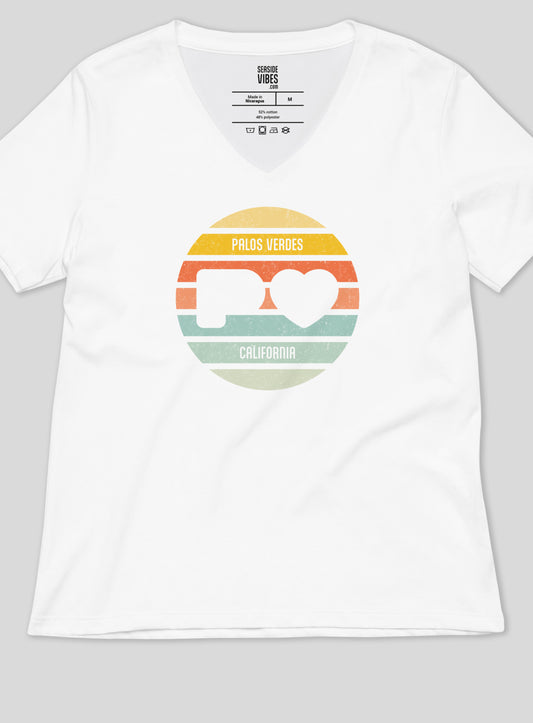 V-Neck: Palos Verdes Sunset Tee - White
