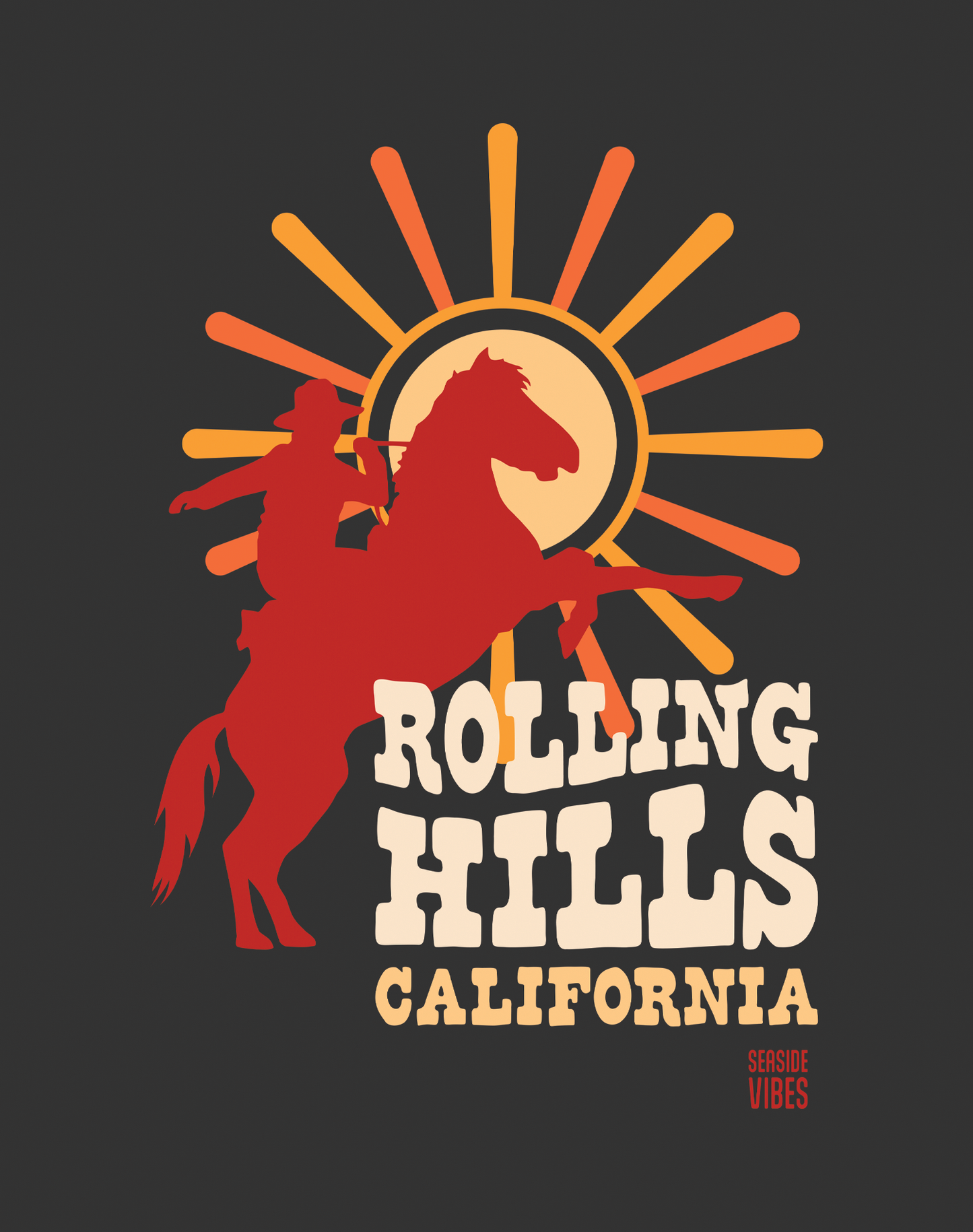 Youth: Rolling Hills California Sunset Rodeo Tee | Dark Grey Heather