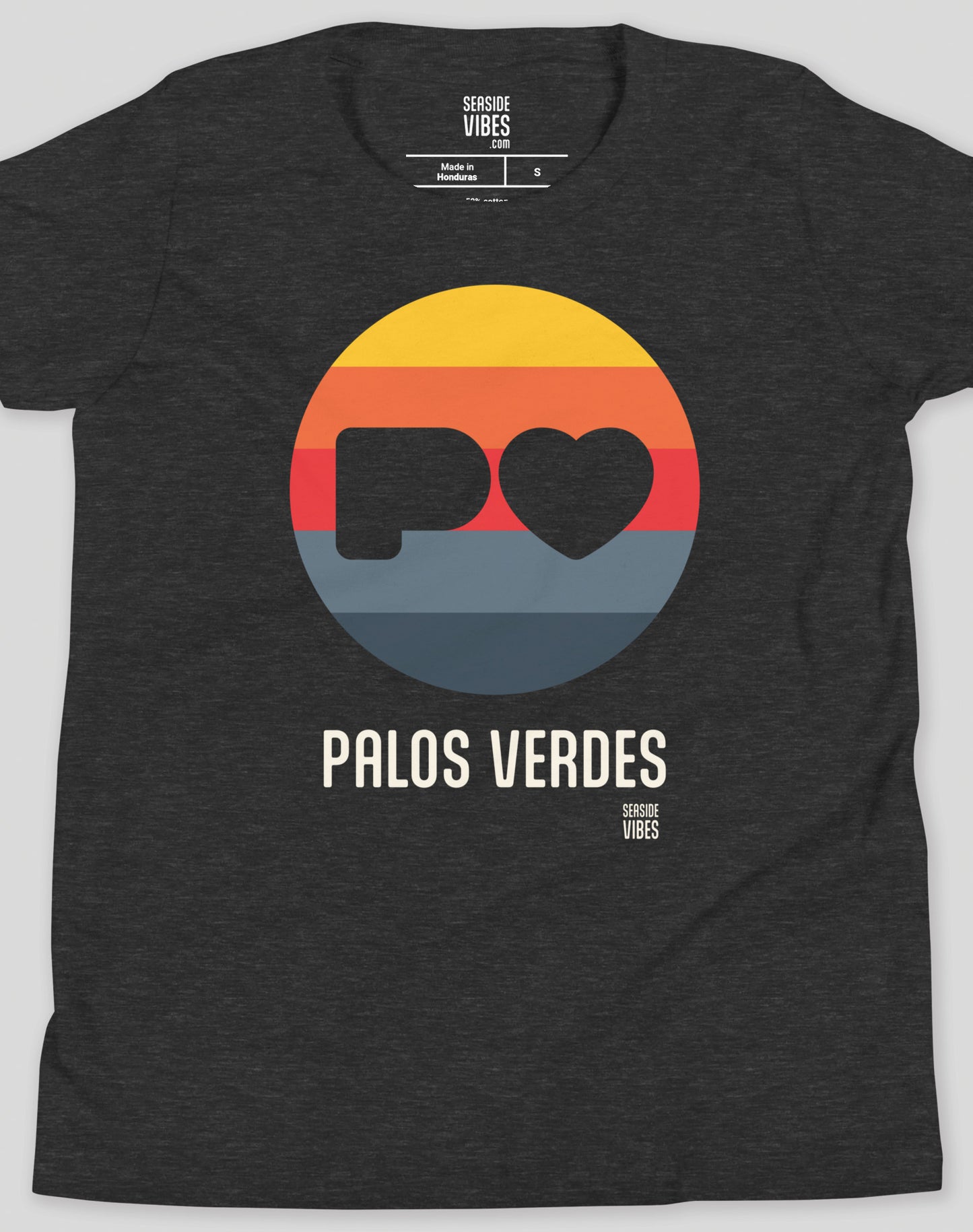 Youth: Palos Verdes Sunset Heart Logo Tee | Dark Grey Heather