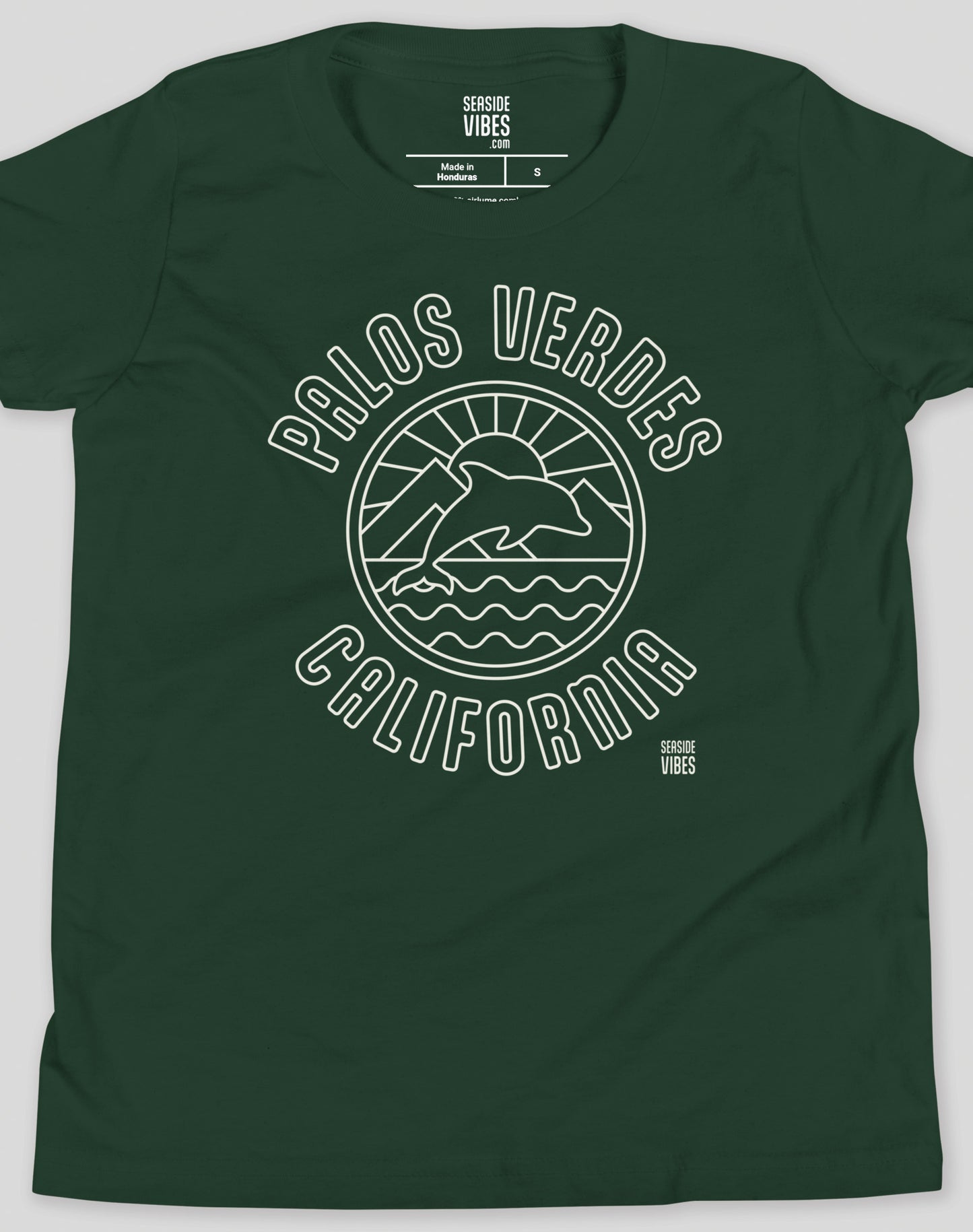 Youth: Palos Verdes Dolphin Sunrise Tee | Heather Forest