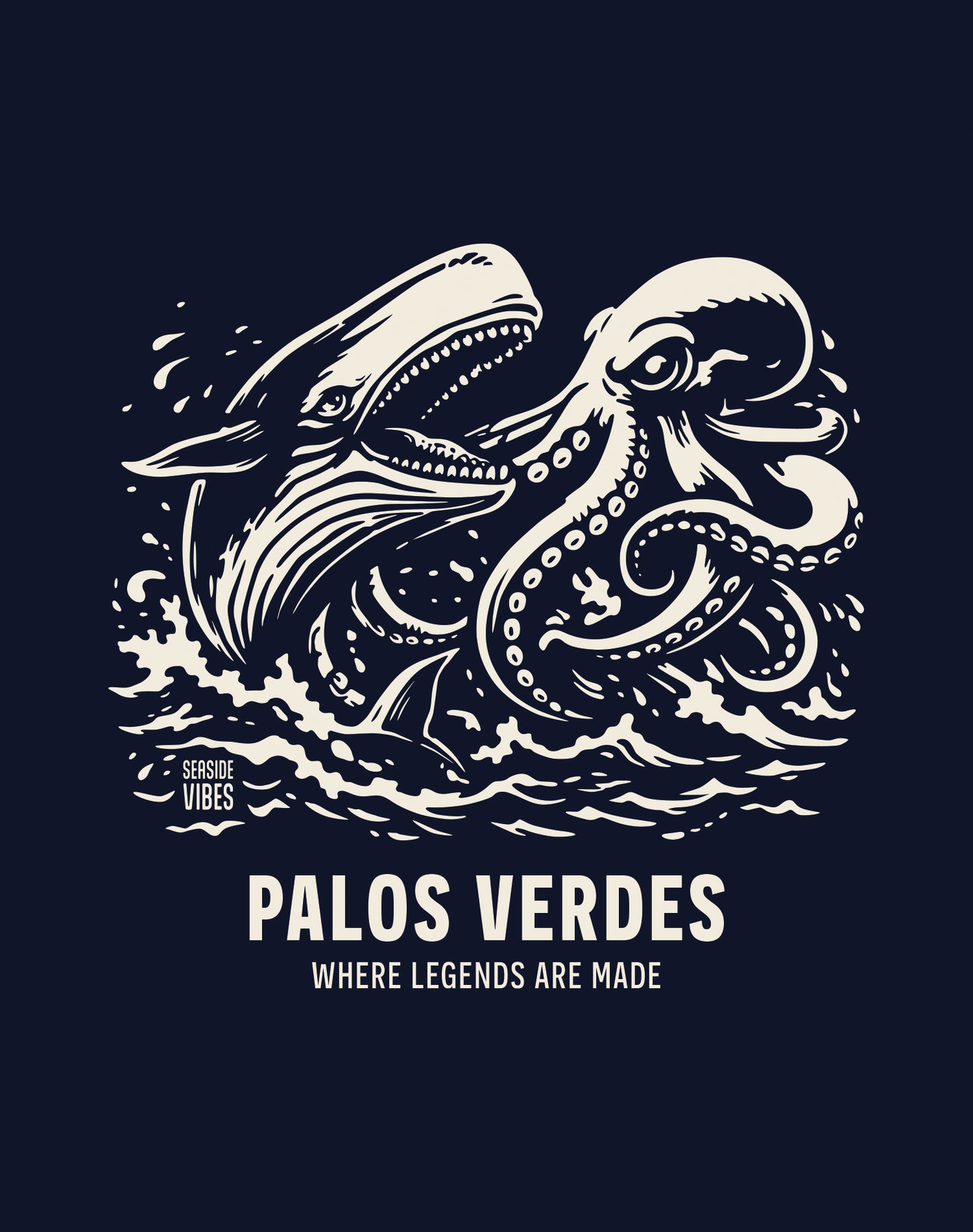 Youth: Palos Verdes Octopus vs Whale Legends Tee | Navy