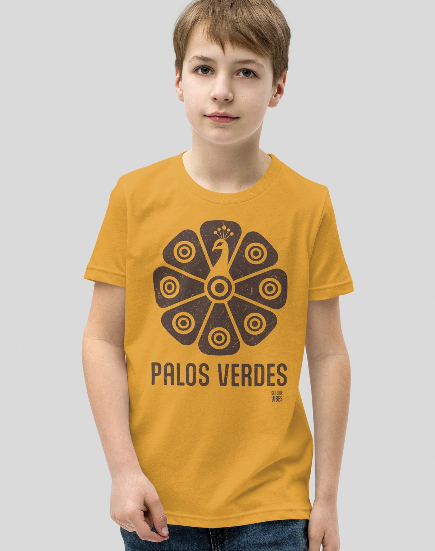 Youth: Palos Verdes Tribal Peacock Tee | Mustard