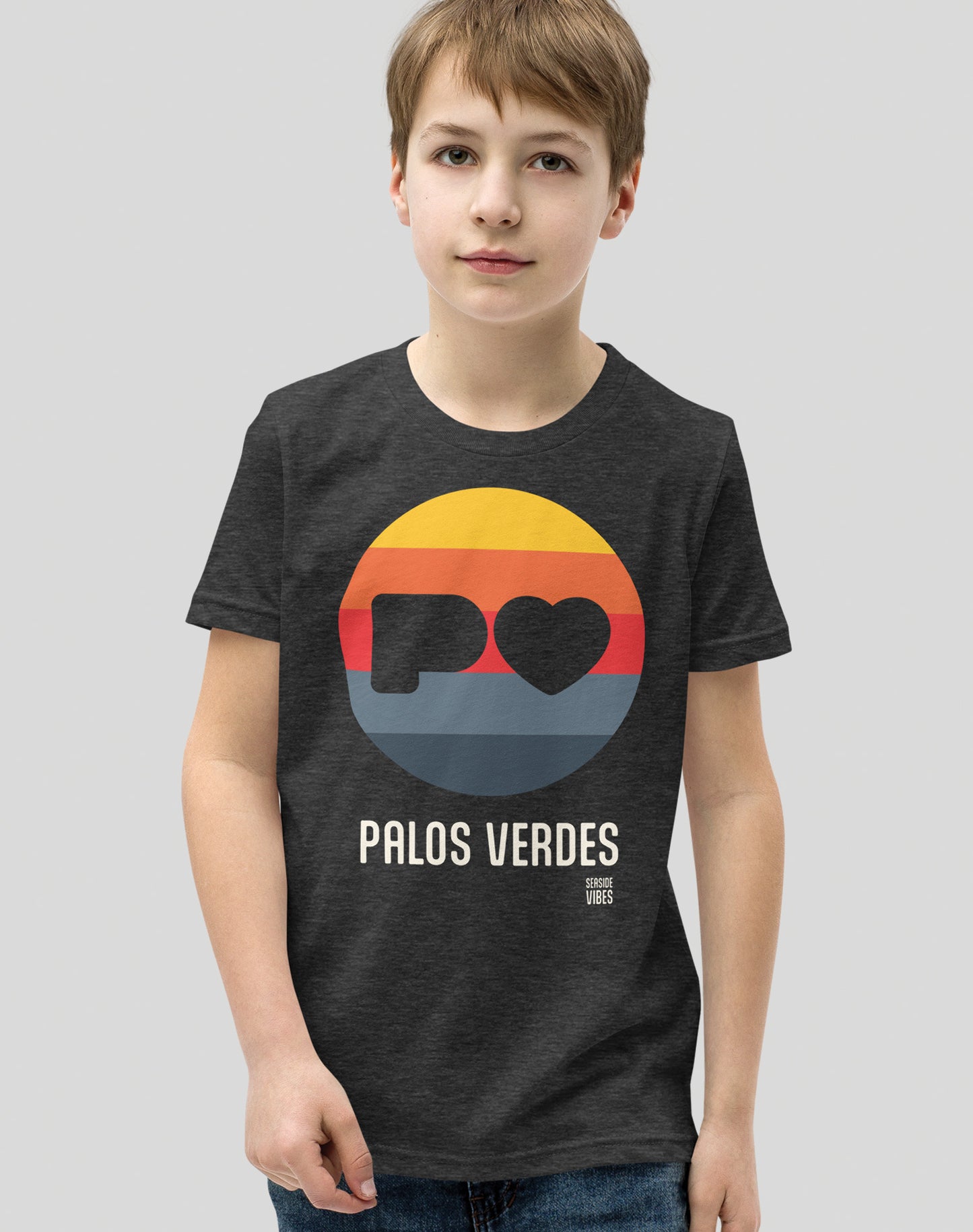 Youth: Palos Verdes Sunset Heart Logo Tee | Dark Grey Heather