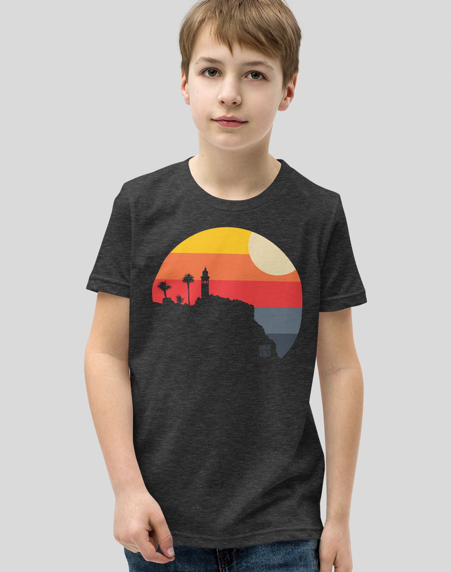 Youth: Point Vicente Lighthouse Sunset Tee | Dark Grey Heather