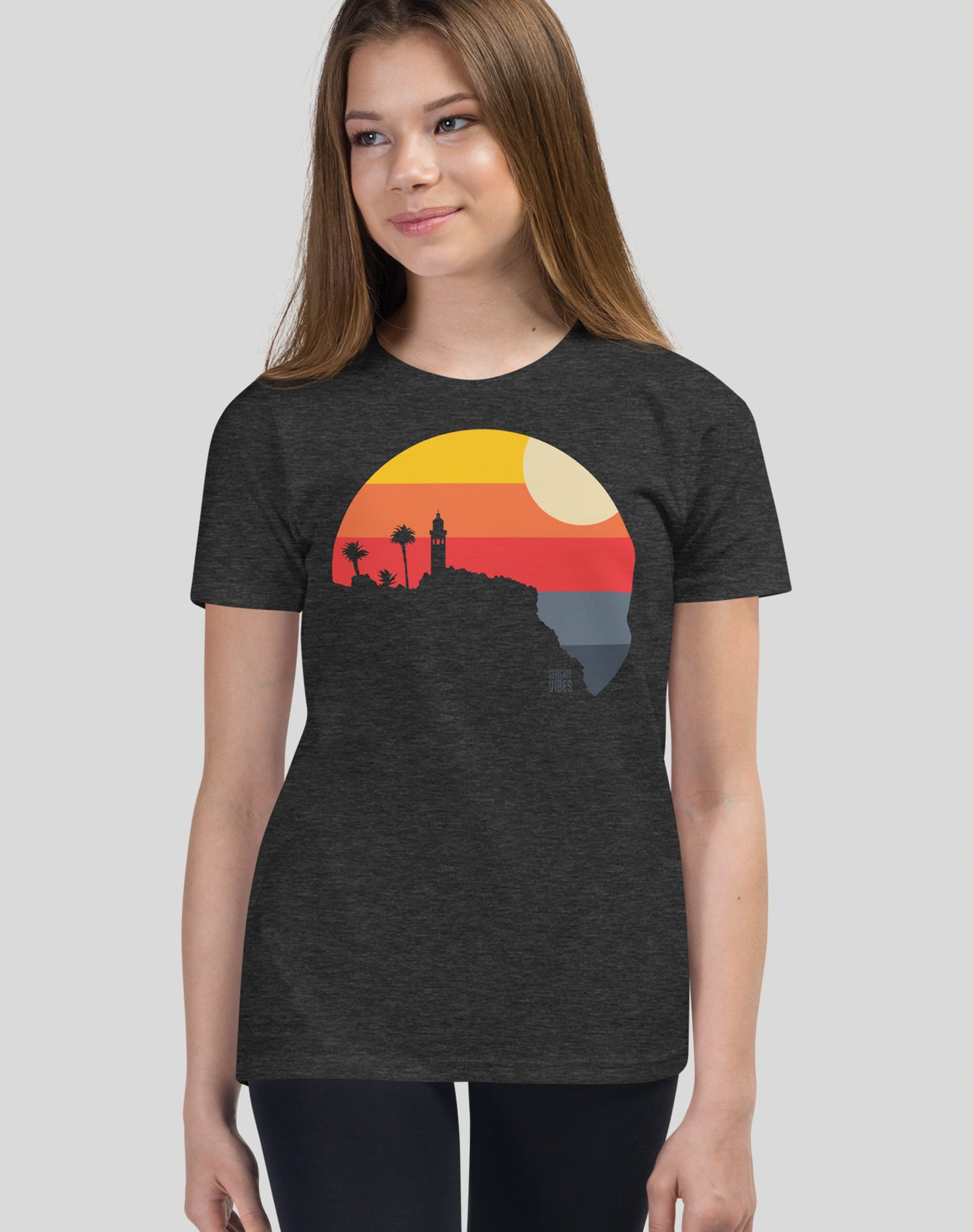 Youth: Point Vicente Lighthouse Sunset Tee | Dark Grey Heather