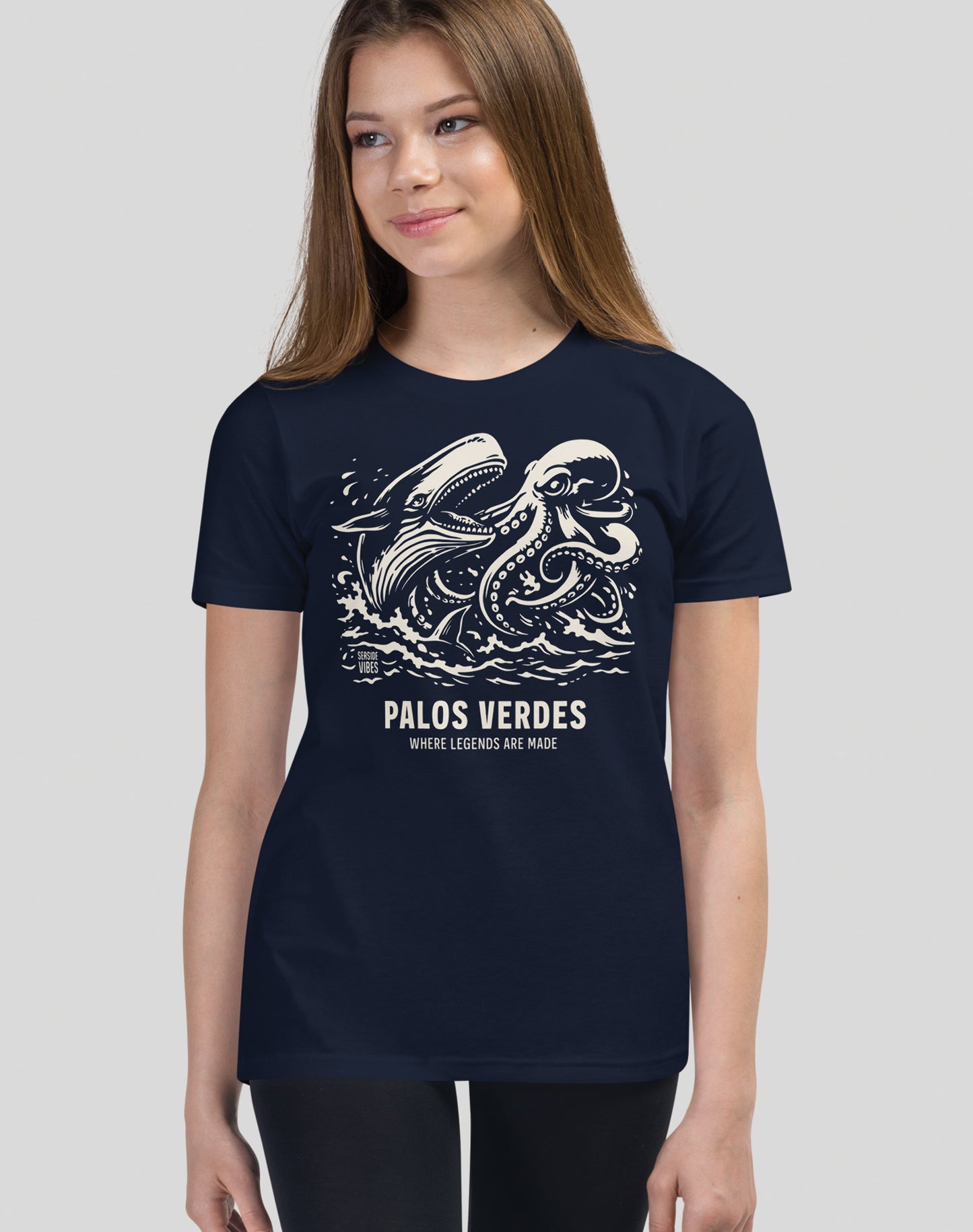Youth: Palos Verdes Octopus vs Whale Legends Tee | Navy