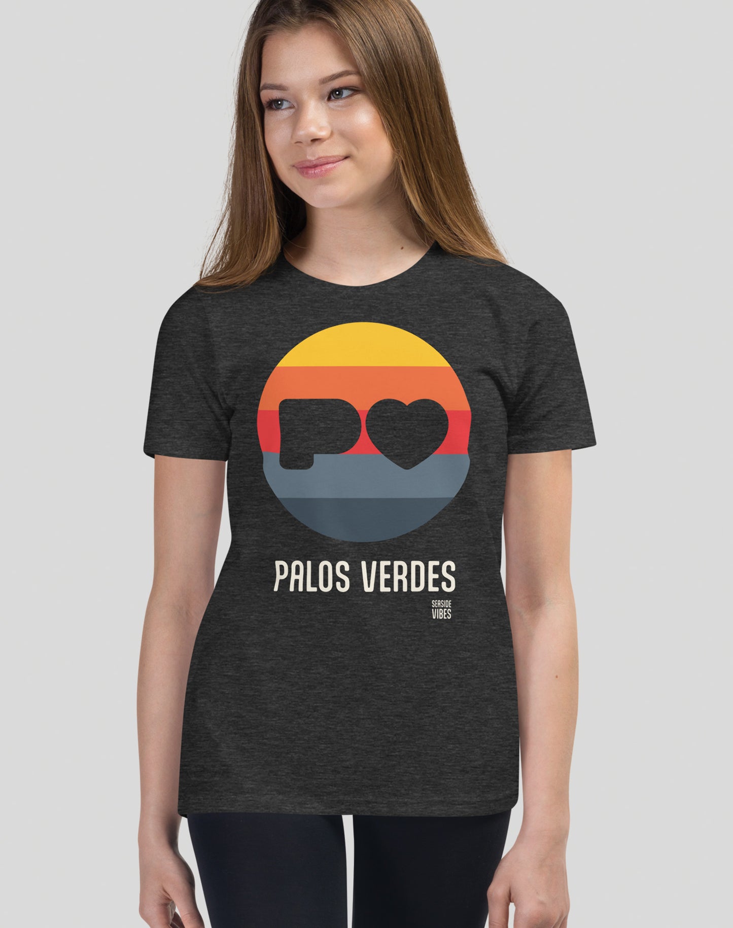 Youth: Palos Verdes Sunset Heart Logo Tee | Dark Grey Heather