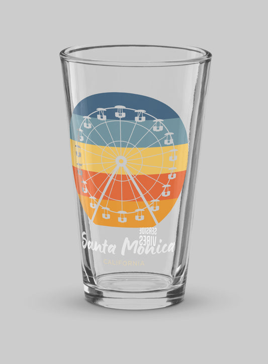 Collectible Santa Monica Pacific Wheel Pint Glass - 16 oz