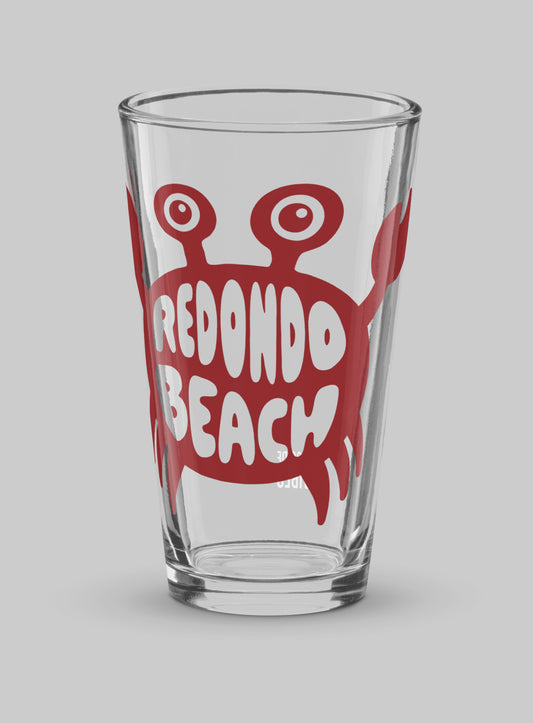 Collectible Redondo Beach Crab Pint Glass - 16 oz