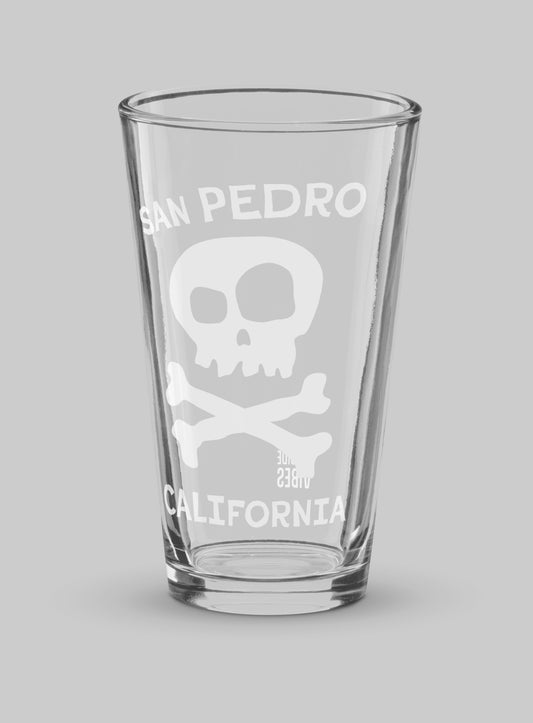 Collectible San Pedro Skull and Bones Pint Glass - 16 oz