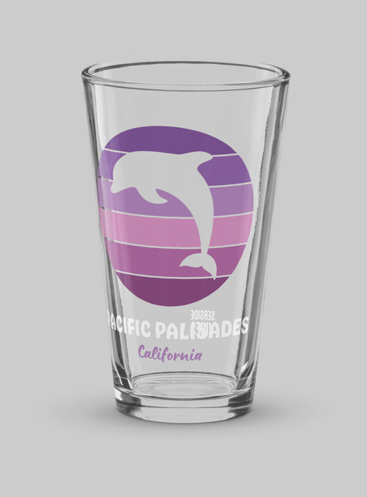 Collectible Pacific Palisades Dolphin Sunset Pint Glass - 16 oz