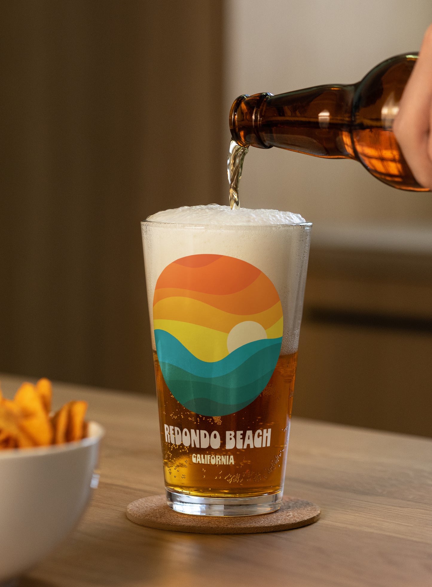 Collectible Redondo Beach Waves Pint Glass - 16 oz
