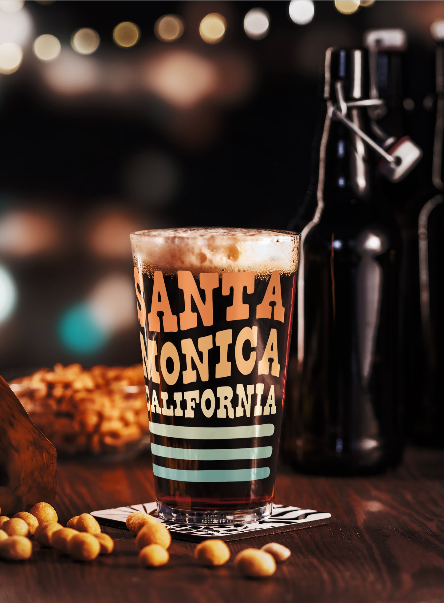 Collectible Santa Monica Waves Pint Glass - 16 oz