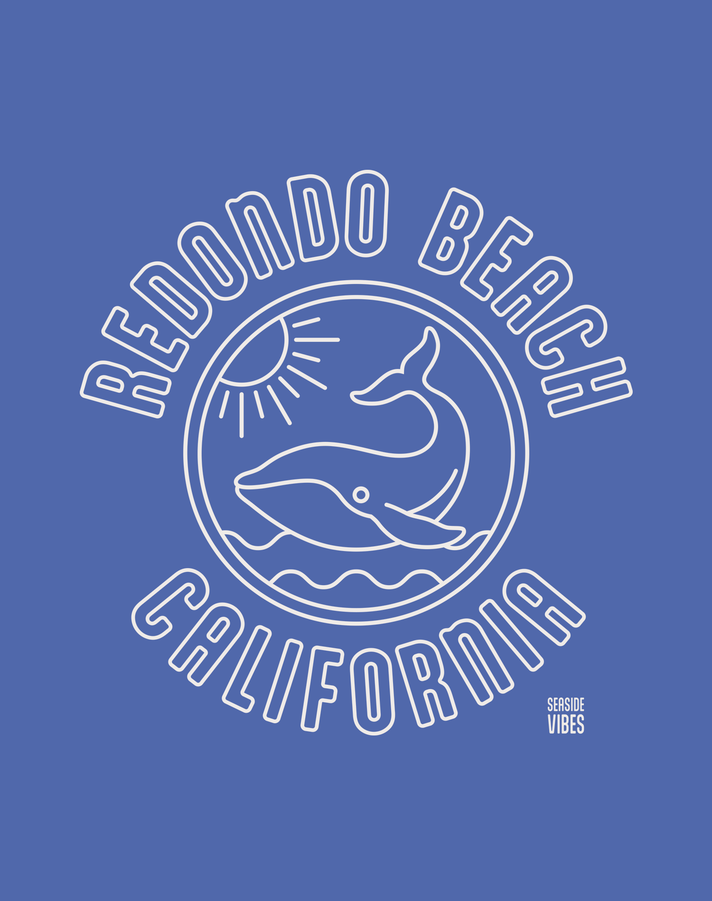 Unisex: Redondo Beach Whale of a Tee - 100% Cotton | Mystic Blue
