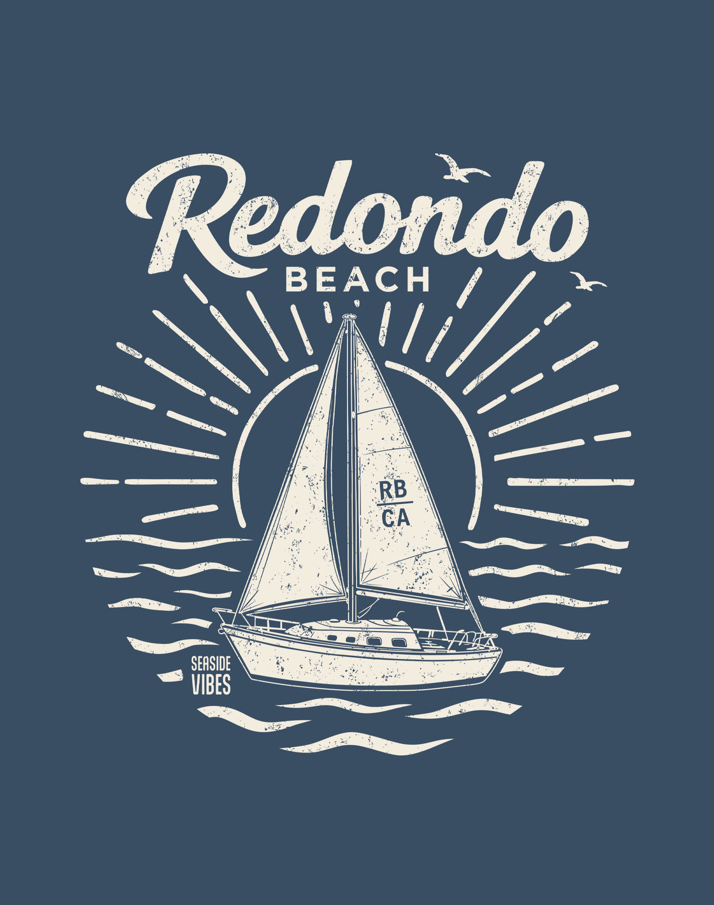 Unisex: King Harbor Sailboat Tee - 100% Cotton | Midnight