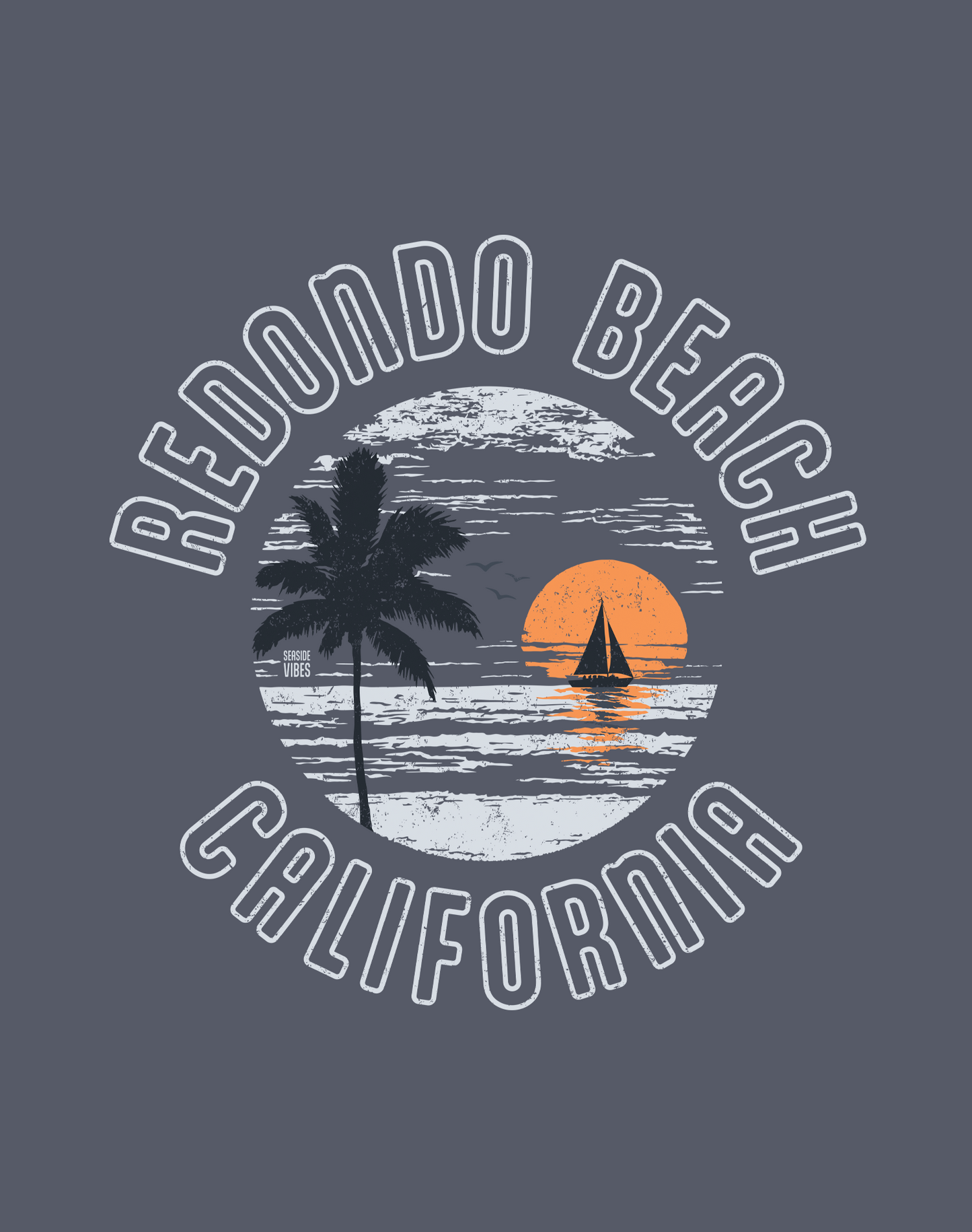 Unisex: Vintage Redondo Beach Sunset Tee - 100% Cotton | Denim