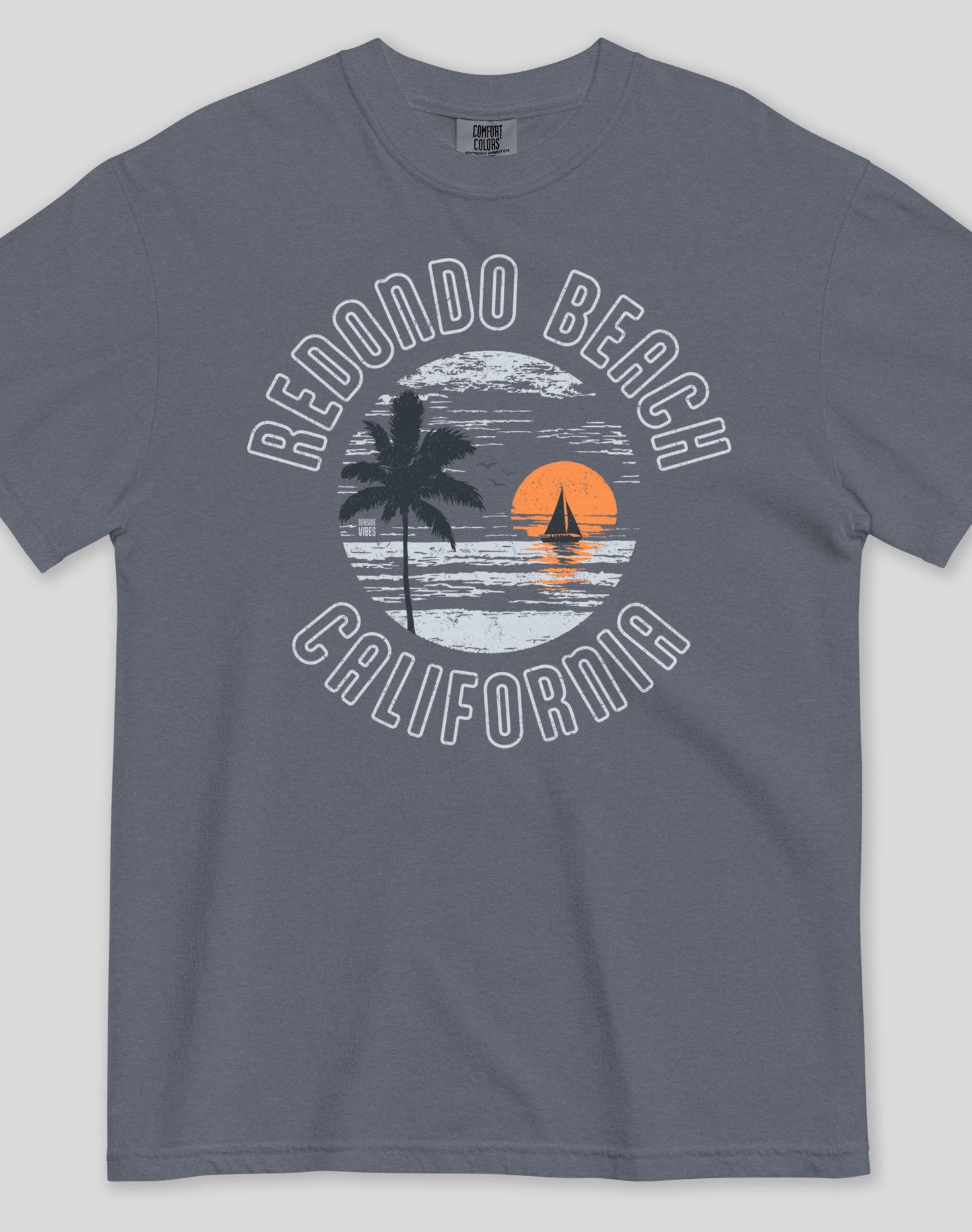 Unisex: Vintage Redondo Beach Sunset Tee - 100% Cotton | Denim