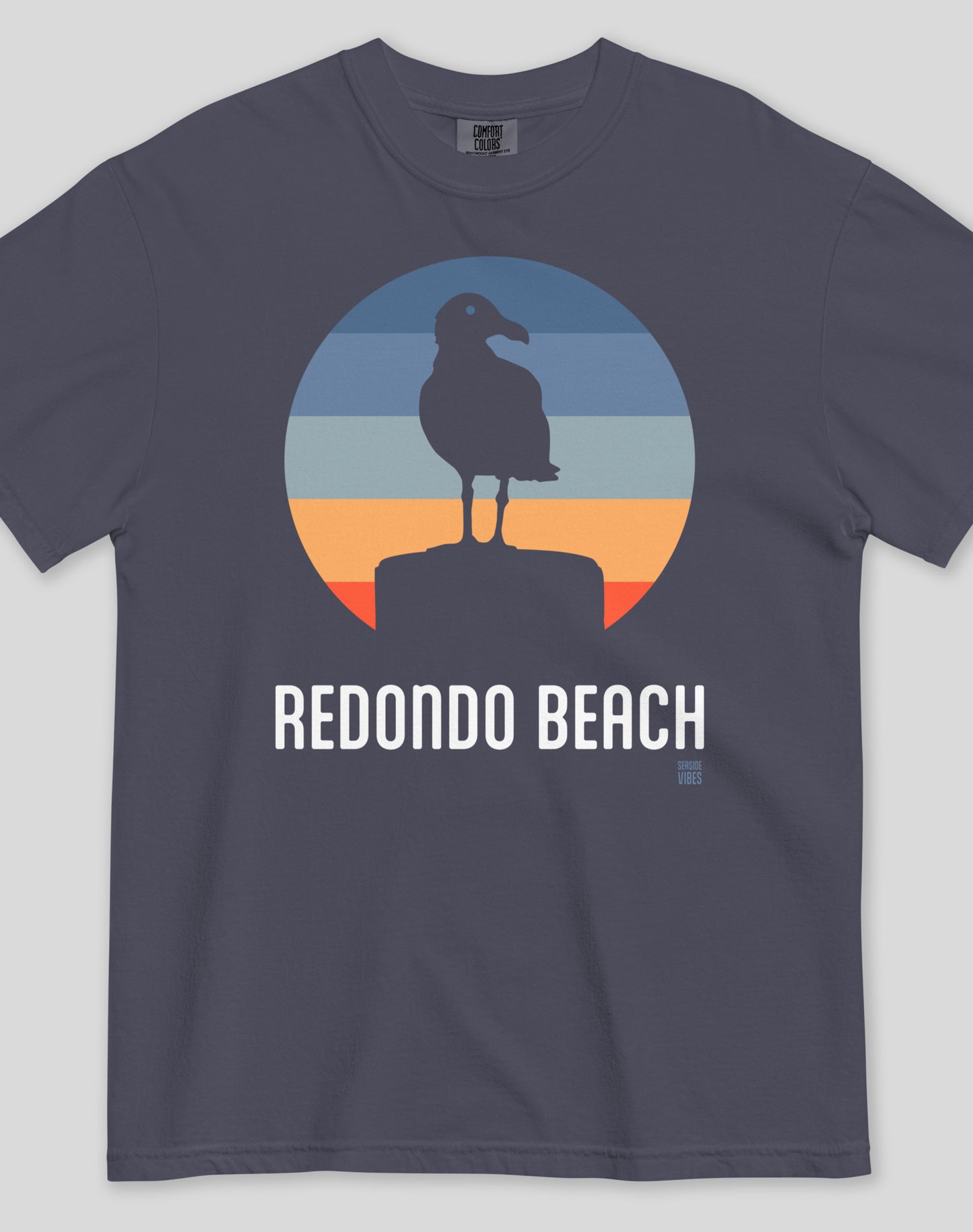 Unisex: Redondo Beach Seagull Tee - 100% Cotton | Navy