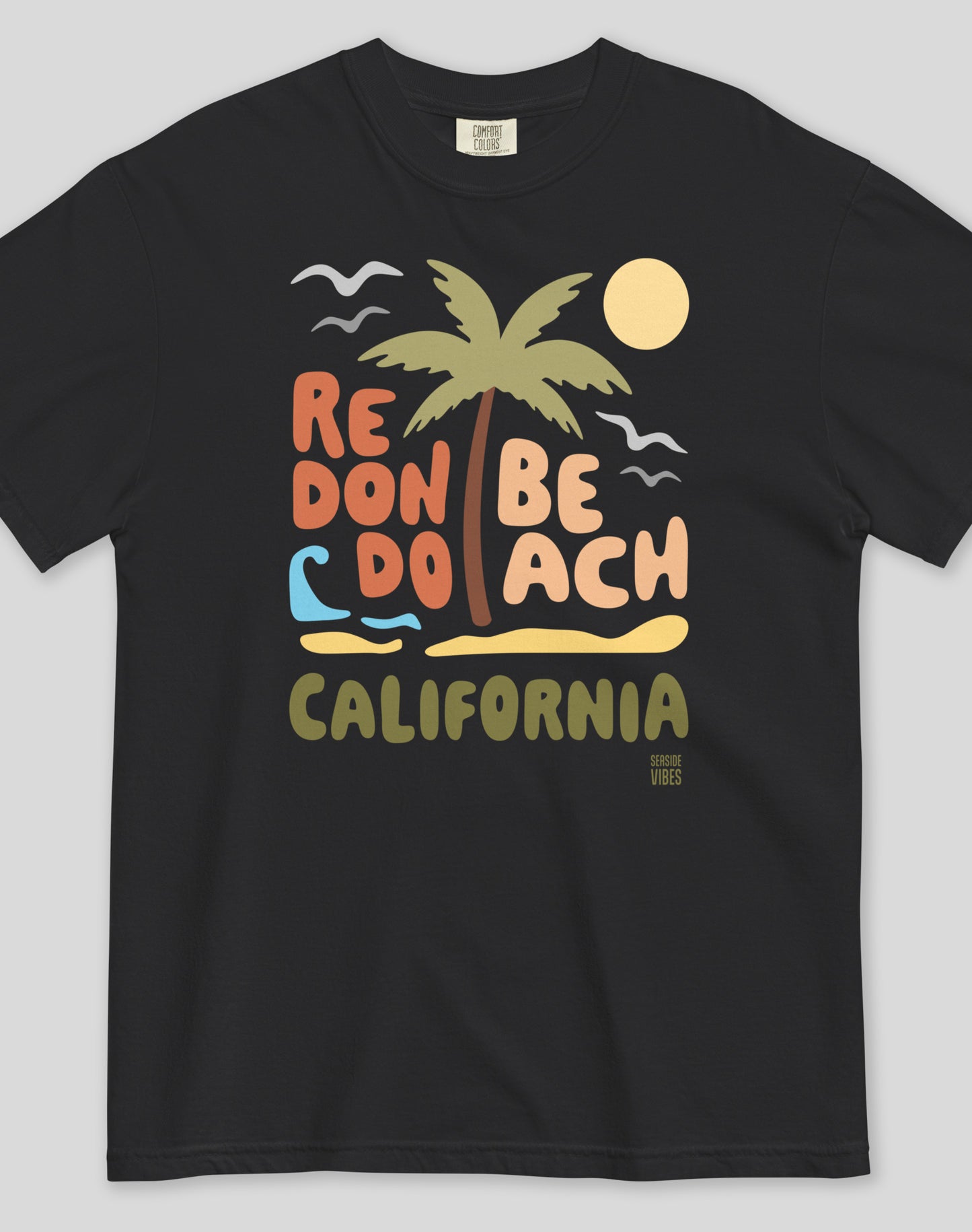 Unisex: Redondo Beach Palm Tee - 100% Cotton | Black