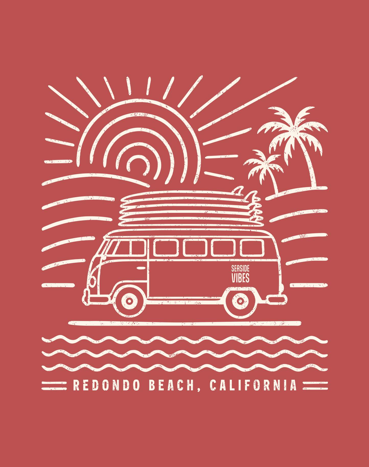 Unisex: Redondo Beach Endless Summer Tee - 100% Cotton | Crimson