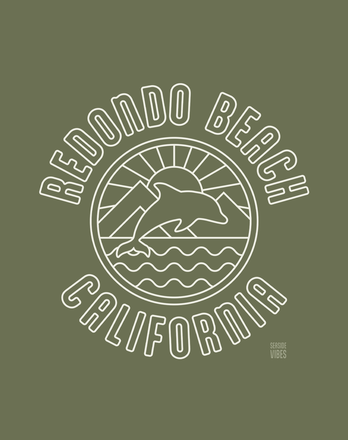 Unisex: Redondo Beach Dolphin Sunrise Tee - 100% Cotton | Moss