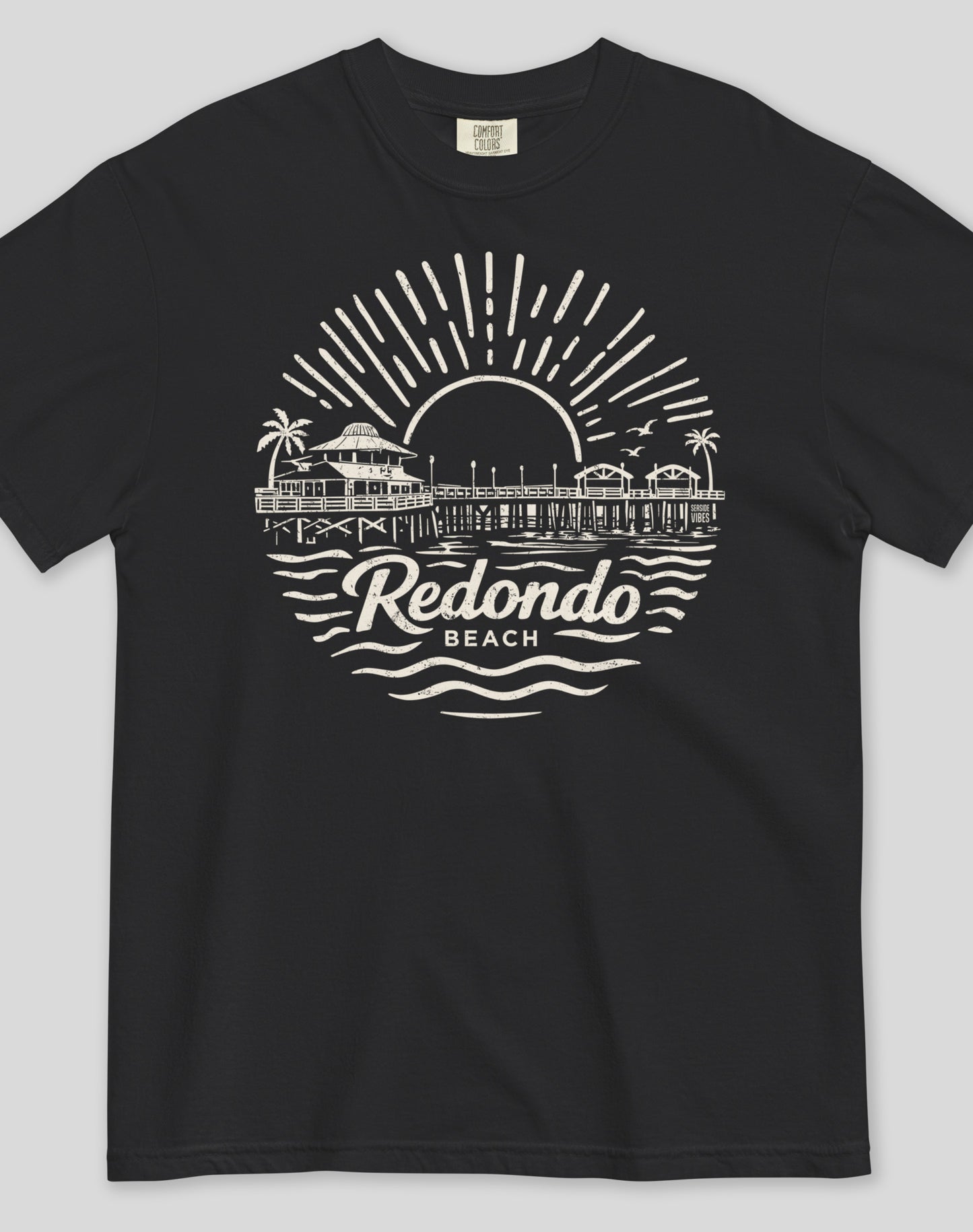 Unisex: Redondo Beach Pier Sunset Tee - 100% Cotton | Black