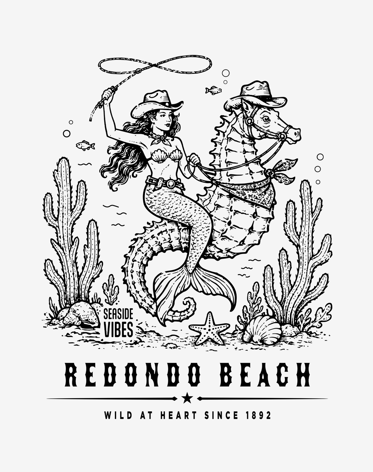 Unisex: Redondo Beach Wild at Heart Since 1892 Tee - 100% Cotton | White