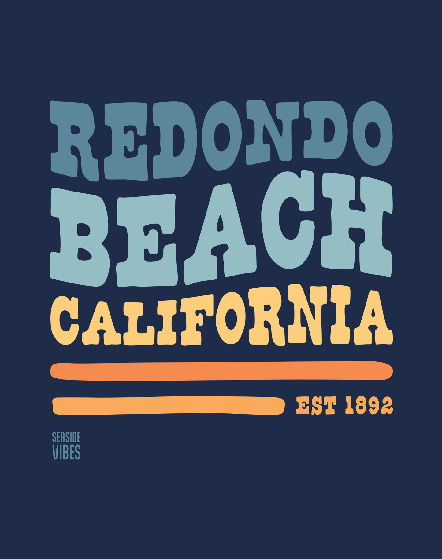 Unisex: Redondo Beach Vibes Tee - 100% Cotton | True Navy