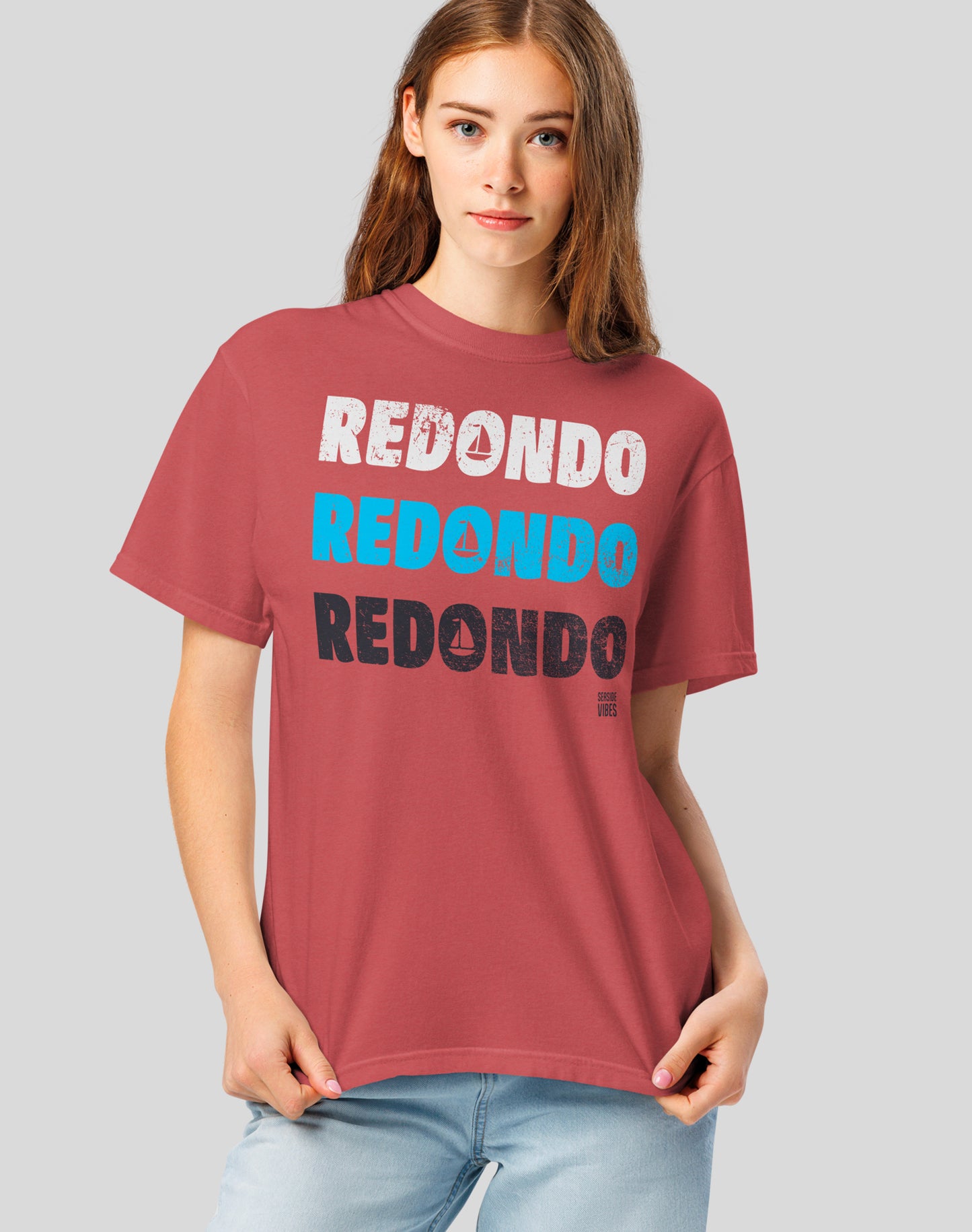 Unisex: Redondo Beach Remix Tee - 100% Cotton | Crimson