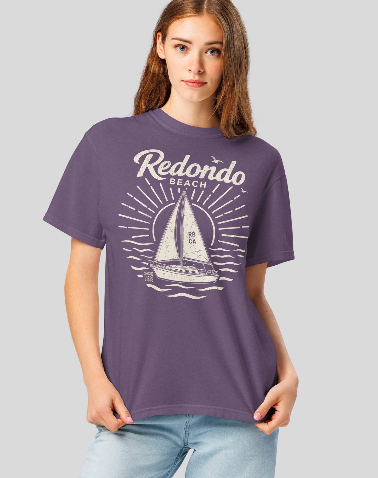 King Harbor Sailboat Tee - Premium 100% Cotton | Grape