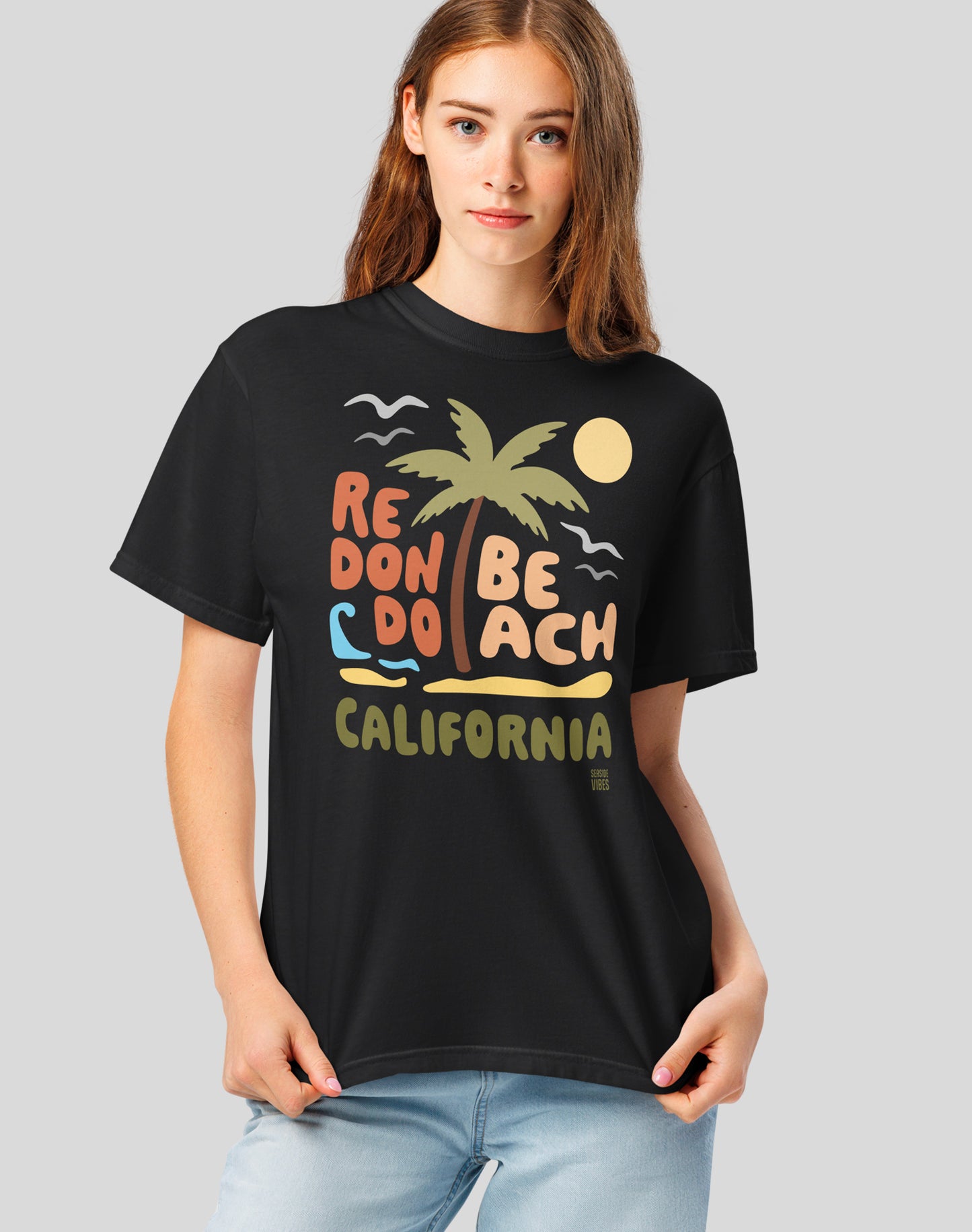 Unisex: Redondo Beach Palm Tee - 100% Cotton | Black