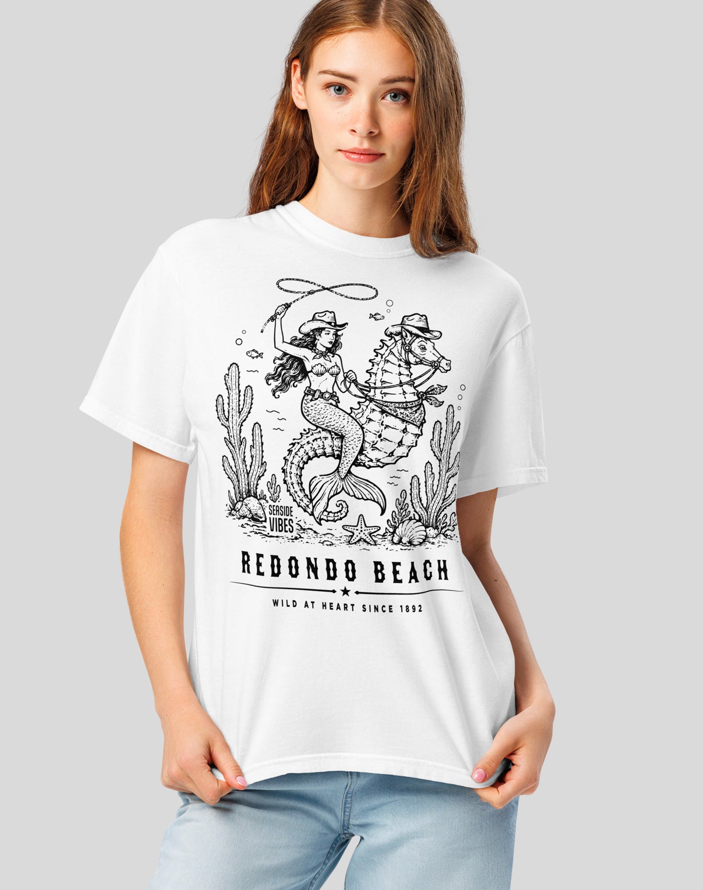 Unisex: Redondo Beach Wild at Heart Since 1892 Tee - 100% Cotton | White
