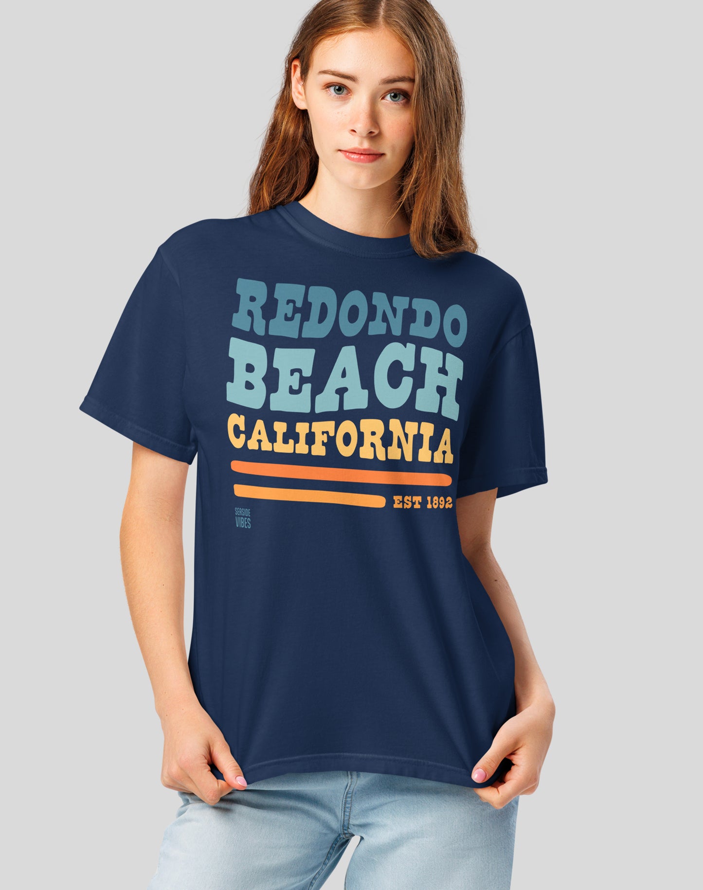 Unisex: Redondo Beach Vibes Tee - 100% Cotton | True Navy