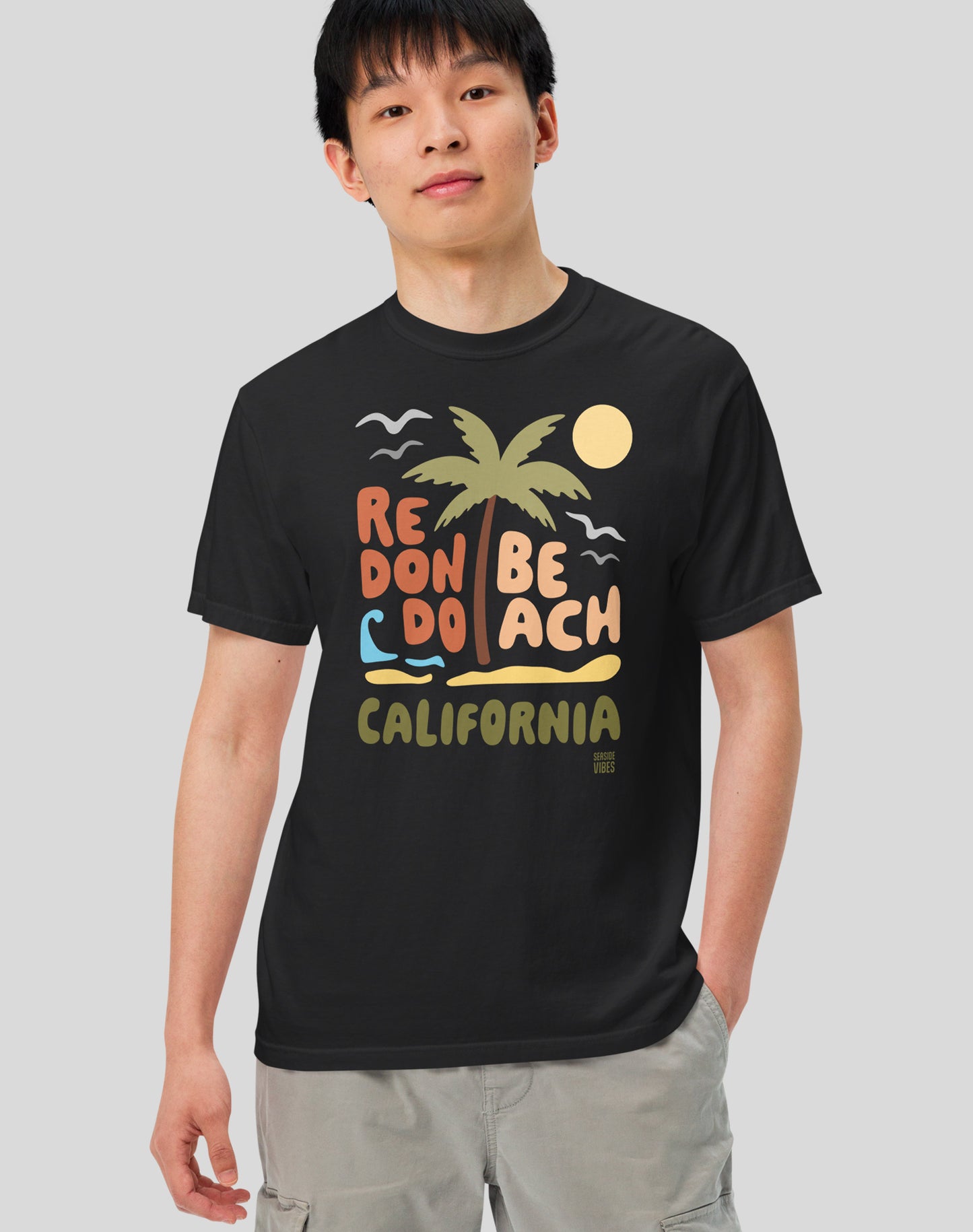 Unisex: Redondo Beach Palm Tee - 100% Cotton | Black