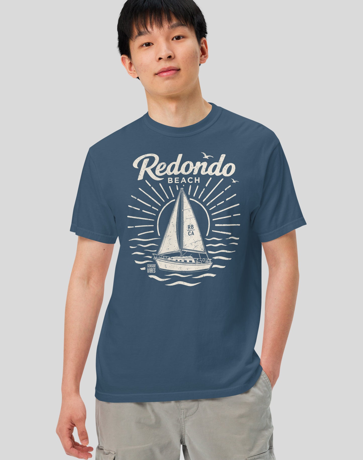 Unisex: King Harbor Sailboat Tee - 100% Cotton | Midnight