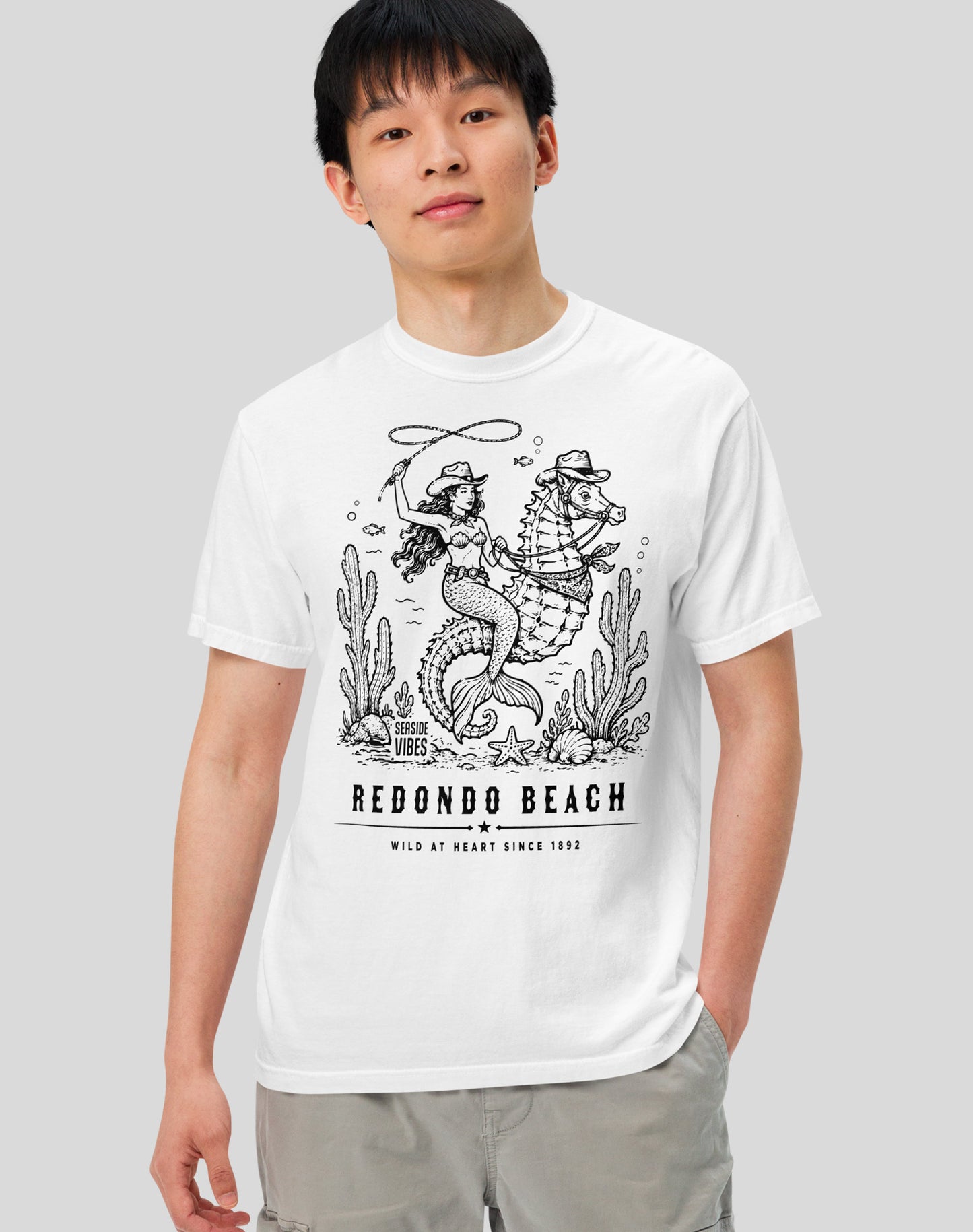 Unisex: Redondo Beach Wild at Heart Since 1892 Tee - 100% Cotton | White