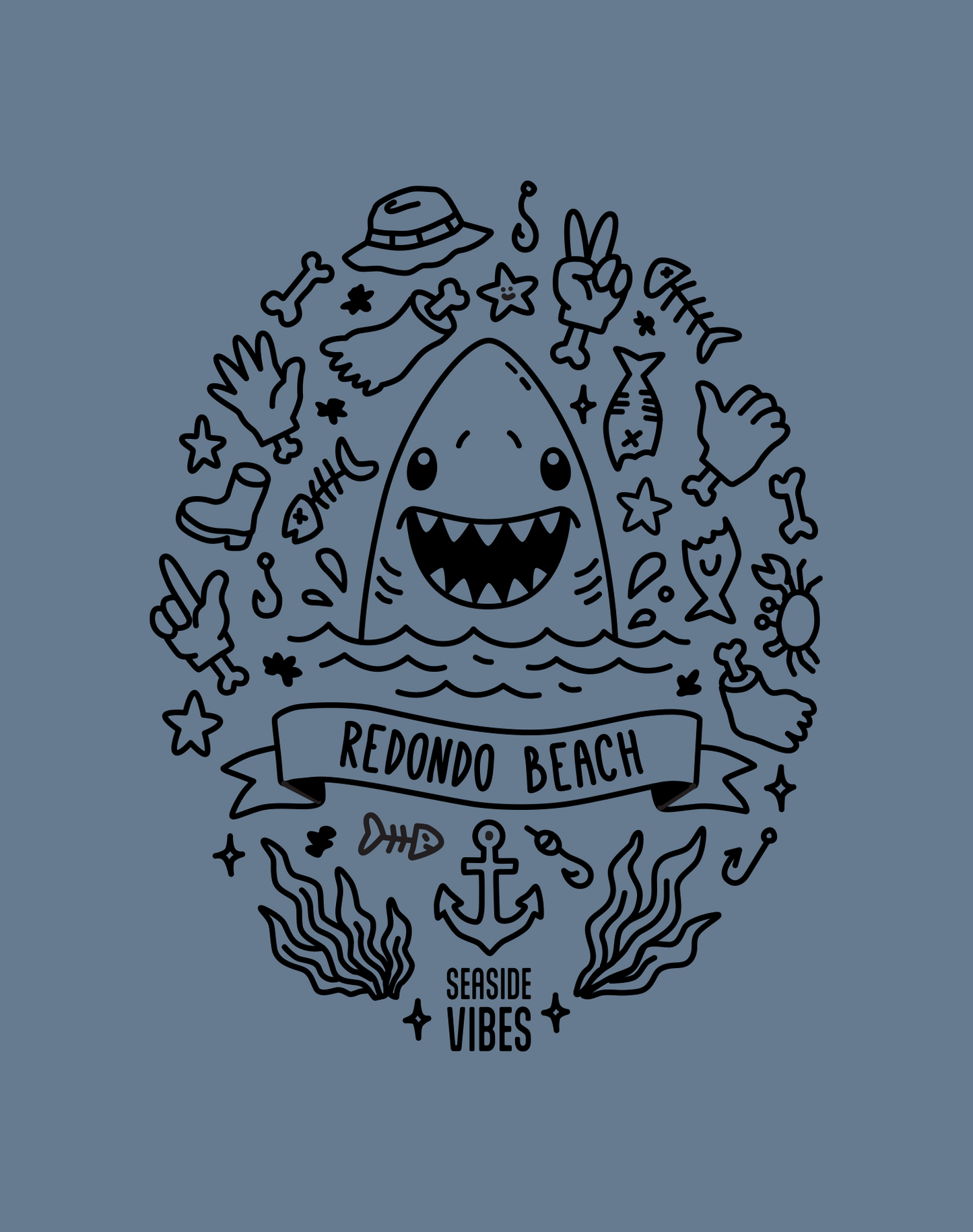 Redondo Beach Shark Attack! Tee - Unisex | Heather Indigo