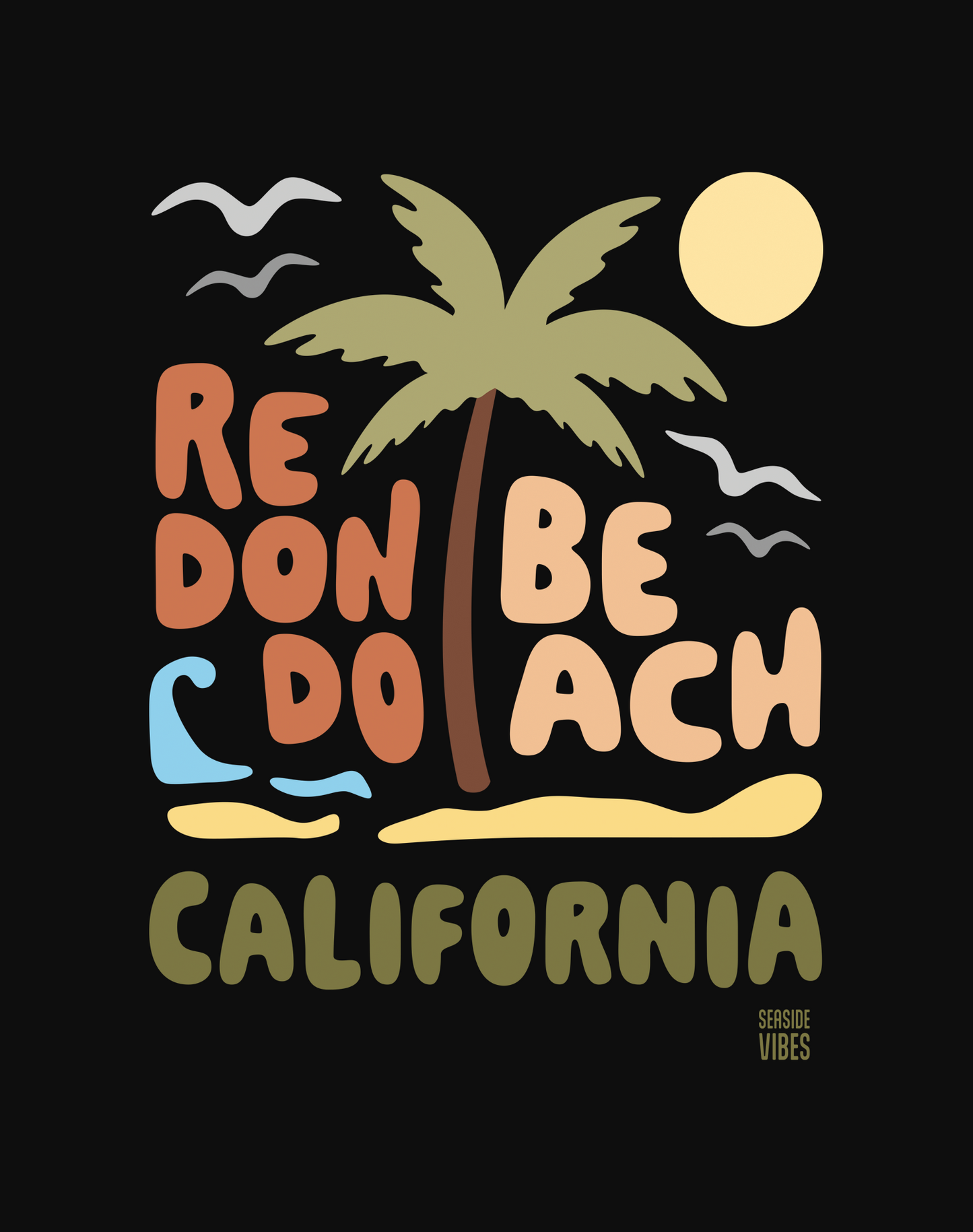 Redondo Beach Palm Tree Tee - Unisex | Black