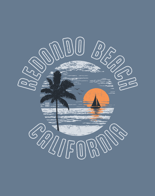 Redondo Beach Vintage Sunset Tee - Unisex | Heather Indigo