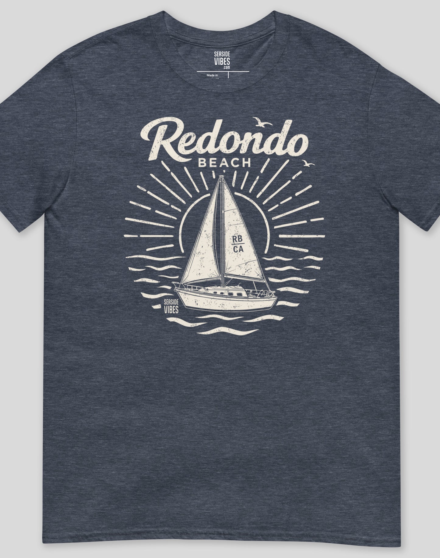 King Harbor Sailboat Tee - Unisex | Heather Navy