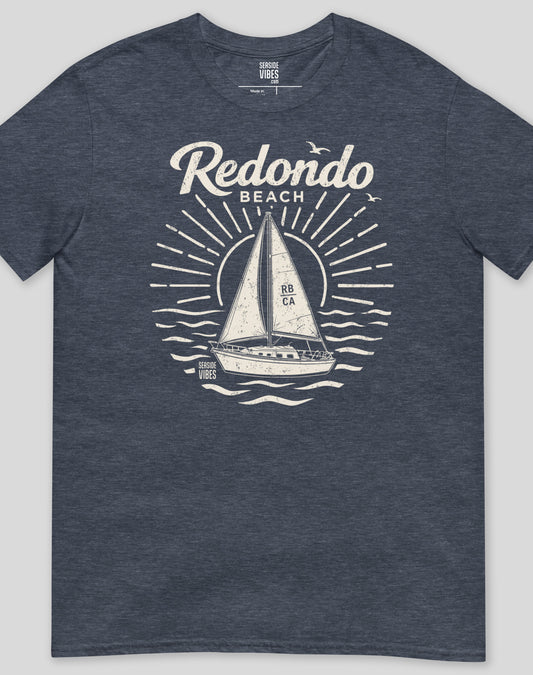 King Harbor Sailboat Tee - Unisex | Heather Navy