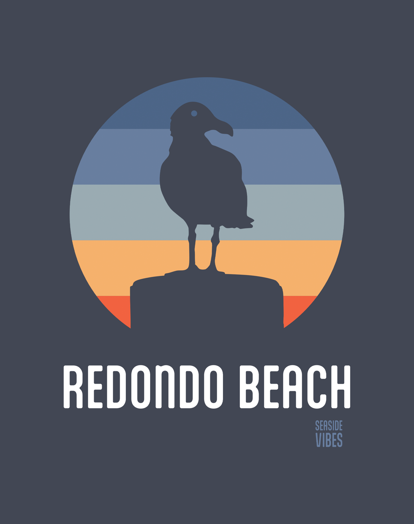 Redondo Beach Seagull Sunset Tee - Unisex | Heather Navy