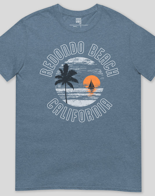 Redondo Beach Vintage Sunset Tee - Unisex | Heather Indigo