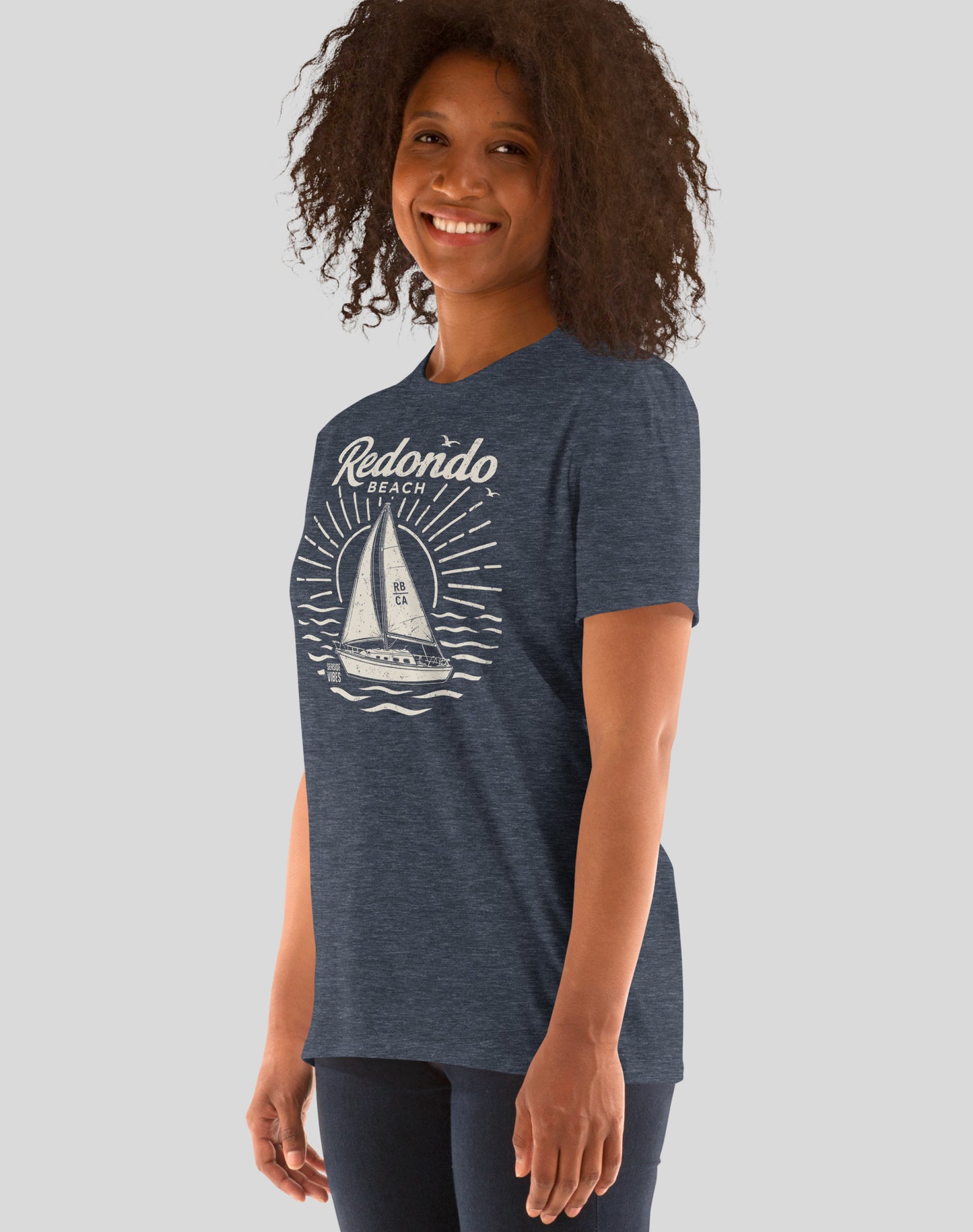 King Harbor Sailboat Tee - Unisex | Heather Navy