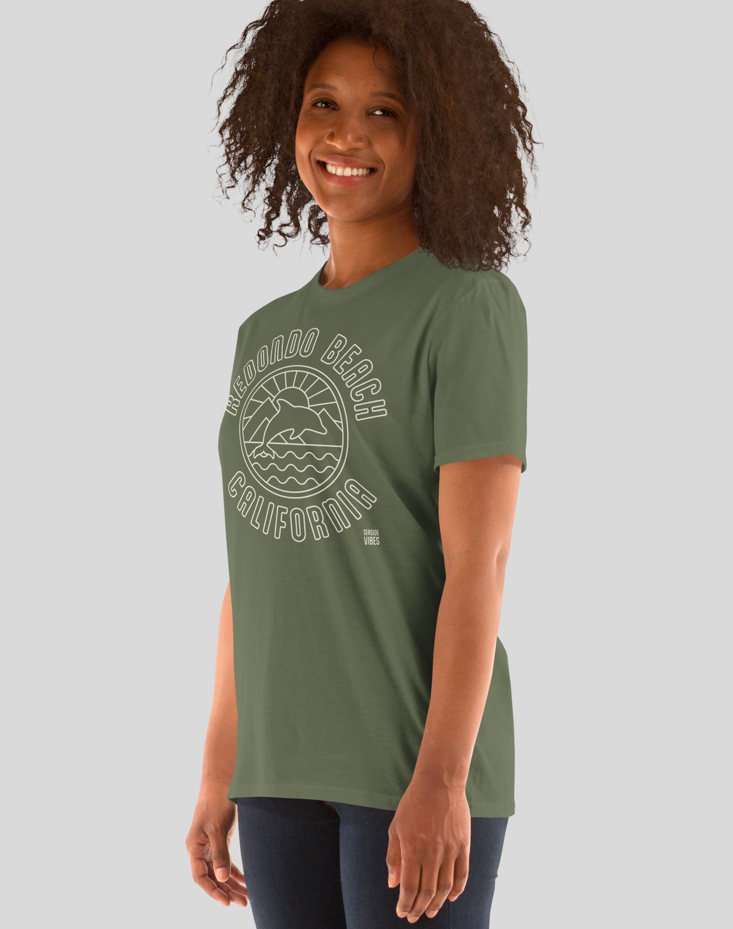 Redondo Beach Dolphin Sunrise Tee - Unisex | Military Green